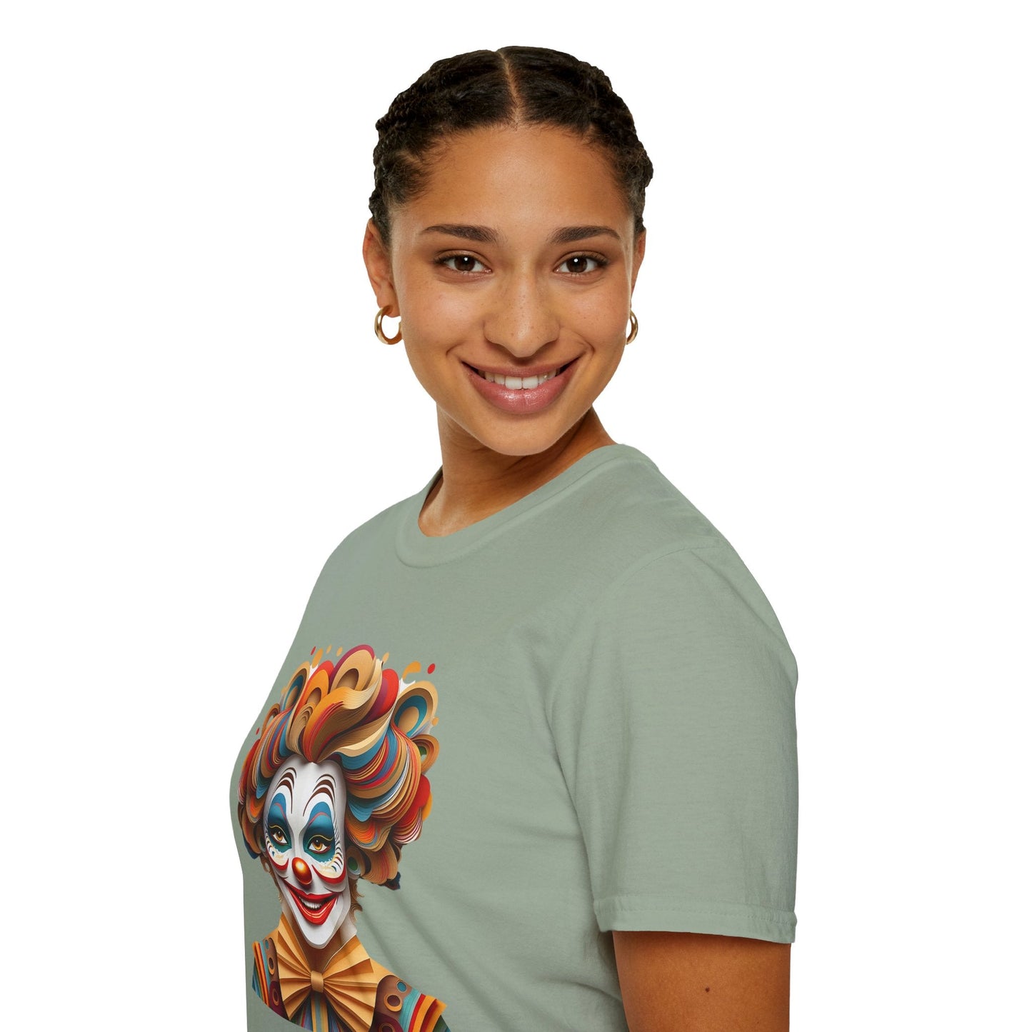 Unisex Clown Shirt Funny Man Circus Tee Short Sleeve Gildan Softstyle 64000 Cotton