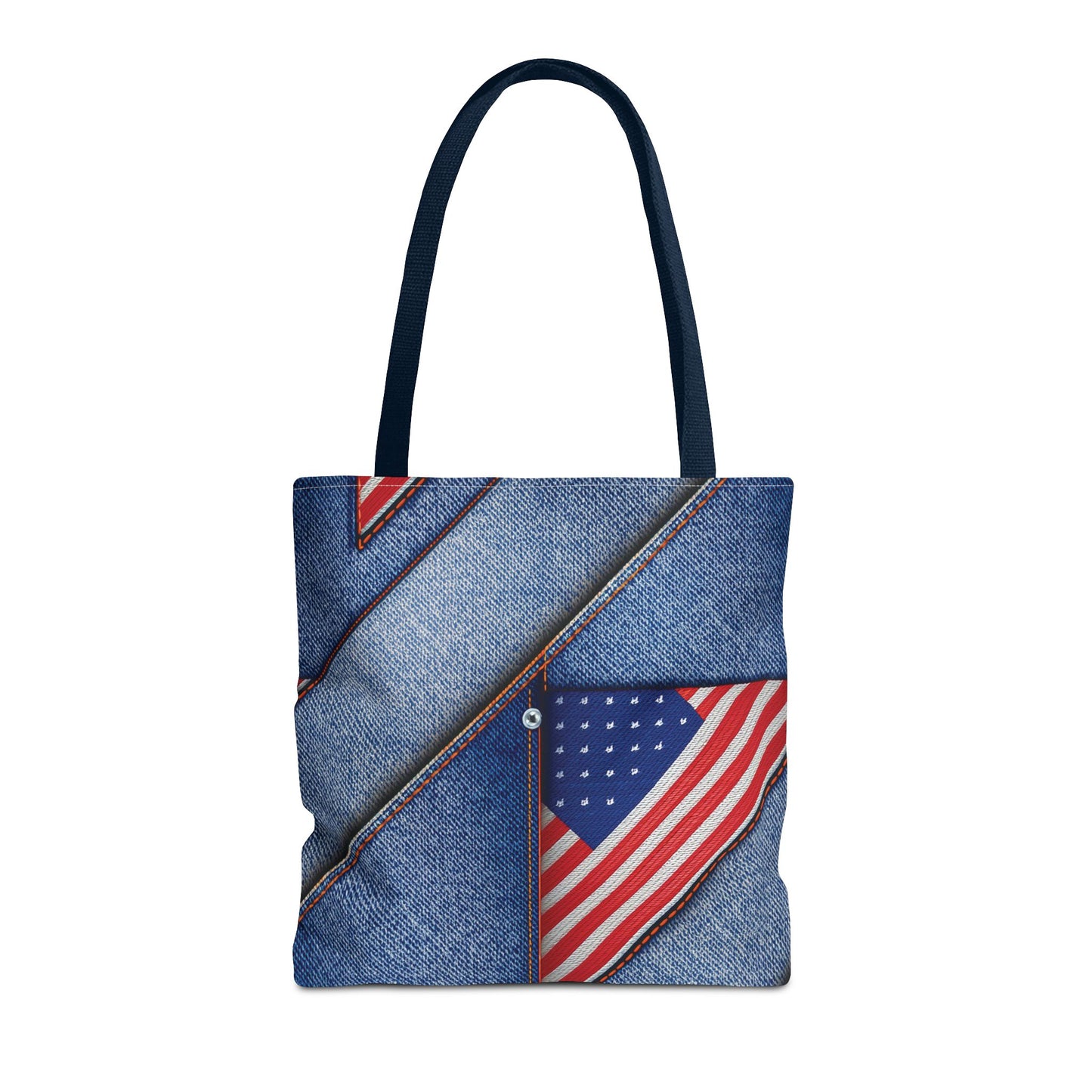 4th of July Graphic Denim Fabric Imitation Print Unisex Canvas Bag Poly Spun 3 Sizes Tote Bag 200-22