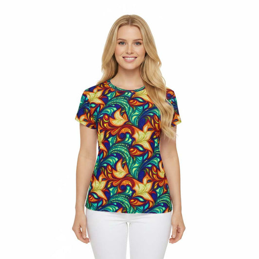 Women Poly Span T-Shirt with Floral Print