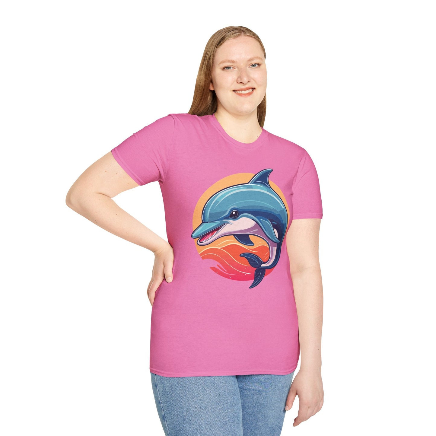 Unisex Dolphin Shirt Gildan Softstyle 64000 Tee 100 Percent Ring Spun Cotton Breathable Comfort