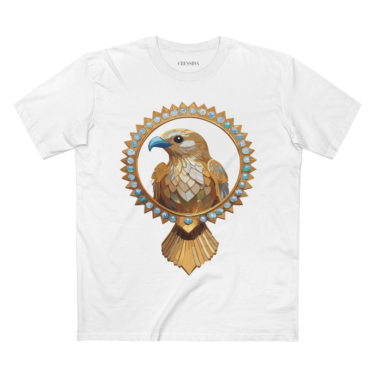 Bird Graphic Unisex 100 Cotton Tee With Unique Animal Golden Medallion Art Design 18