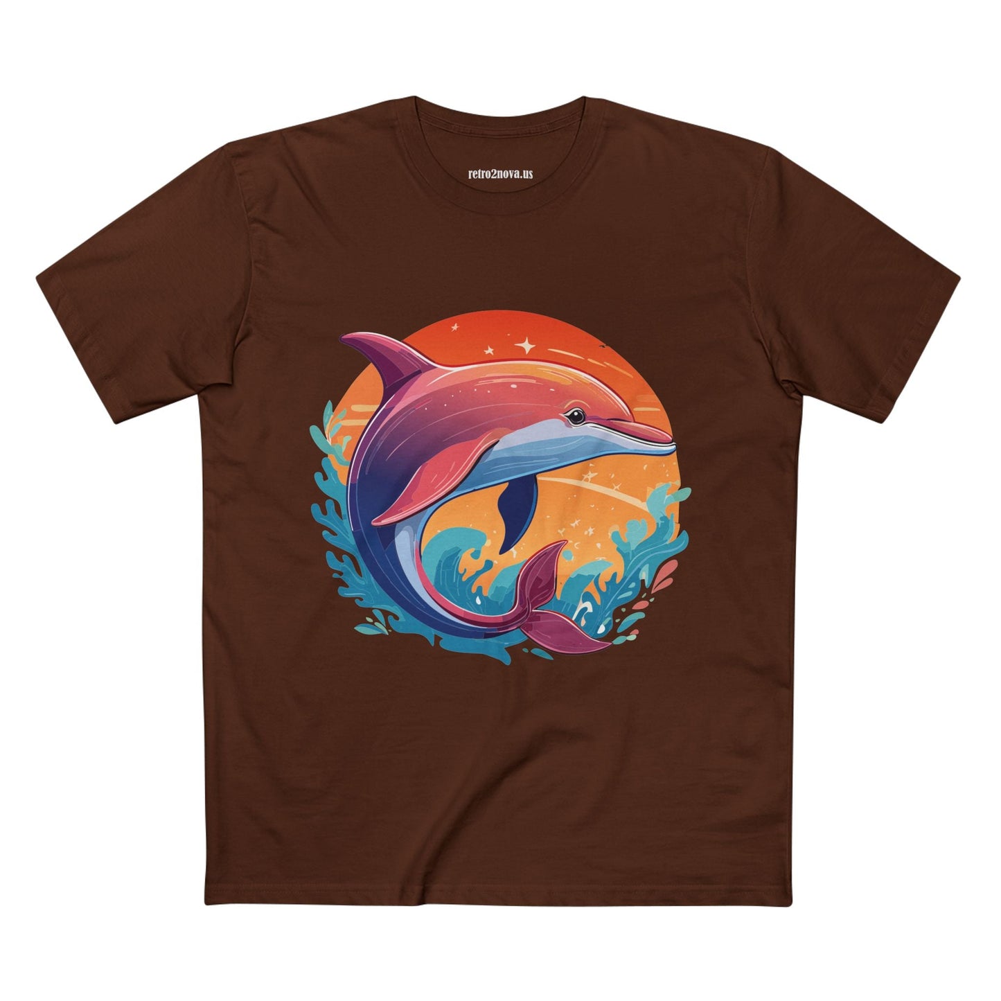 Dolphin Art Shirt for Men and Women Unisex Premium Cotton Tee Featuring Marine Life Illustration by Retro2Nova Collection