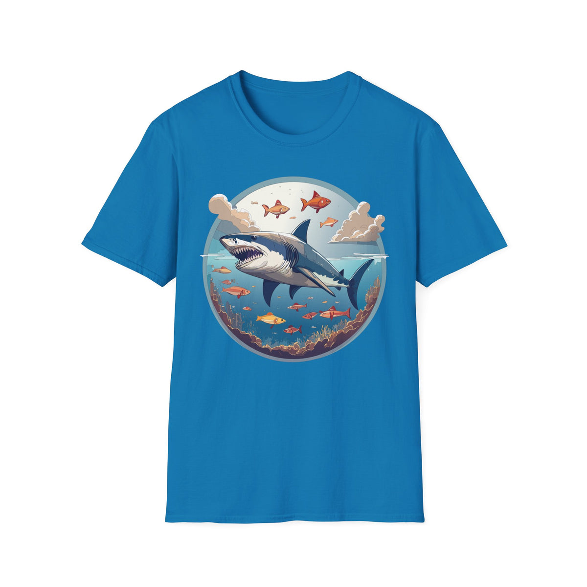 Great White Shark Ocean Scene T-Shirt | Shark Graphic Tee, Marine Life Art