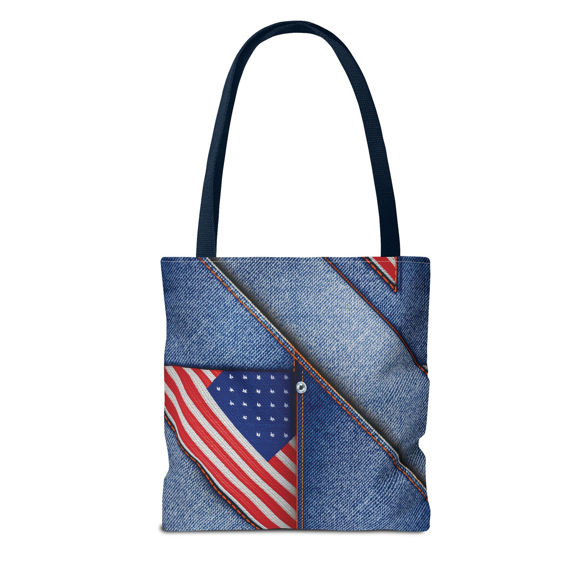 4th of July Graphic Denim Fabric Imitation Print Unisex Canvas Bag Poly Spun 3 Sizes Tote Bag 200-22