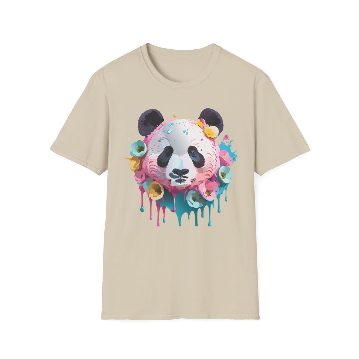 Watercolor Floral Panda T-Shirt | Colorful Drip Panda Tee