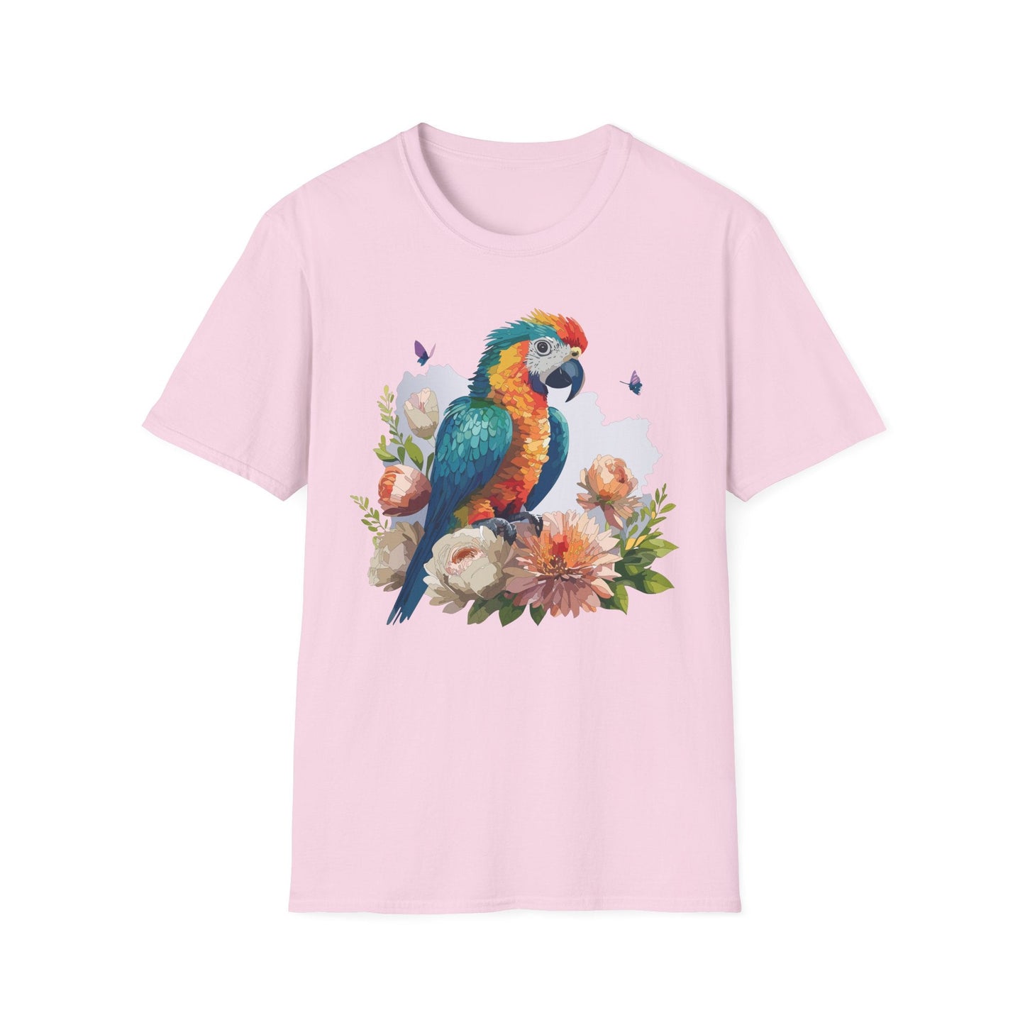 Bird T Shirt Floral Bird Print Unisex Softstyle Cotton Tee Animal Graphic Tee For Everyday Wear