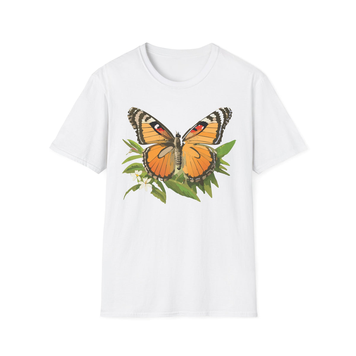 Butterfly Nature T-Shirt — Orange Monarch Illustration Graphic Tee Unisex 100 Cotton Gildan T-Shirt