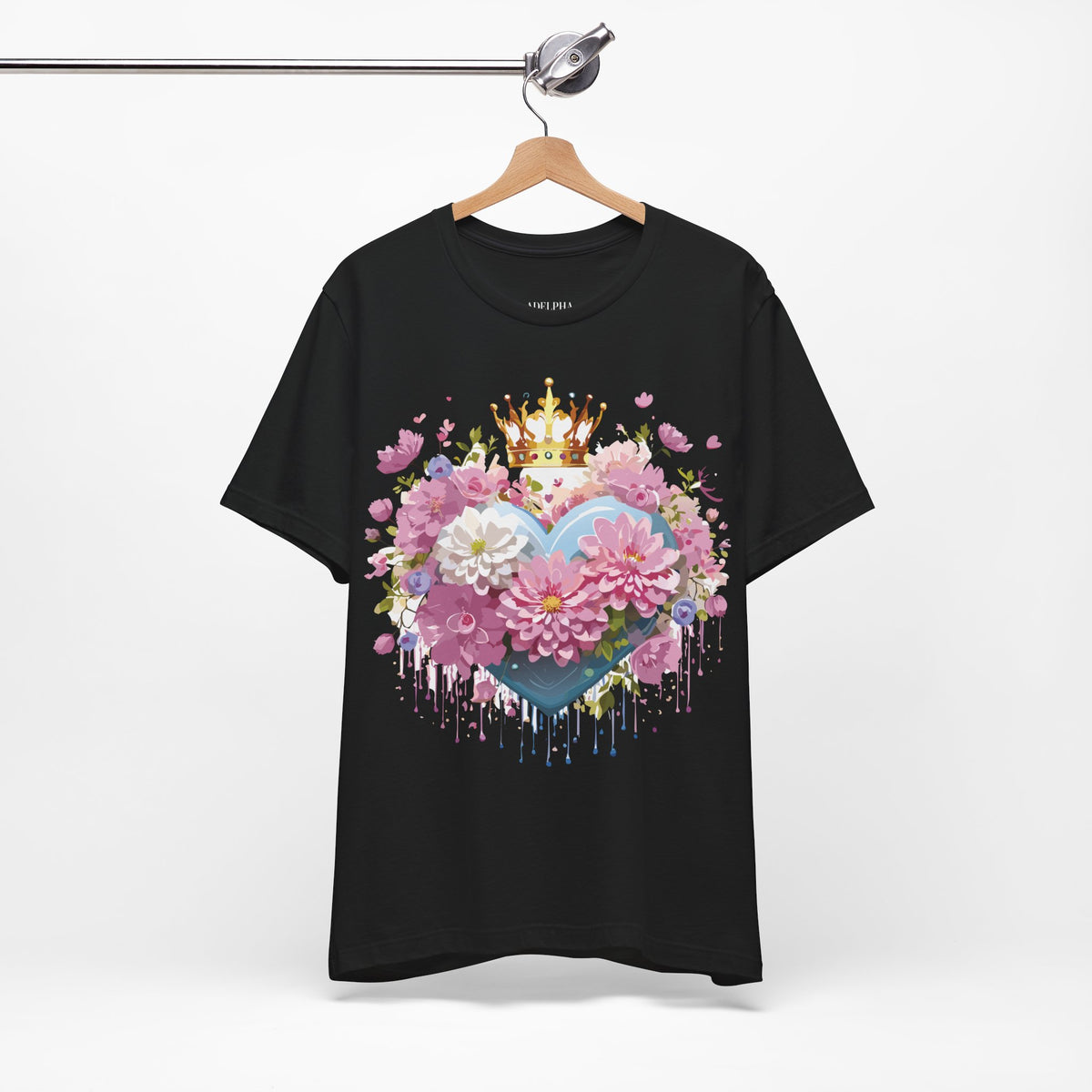 Valentine's Day Graphic Unisex Cotton Bella+Canvas Tee with Floral Art Design d106