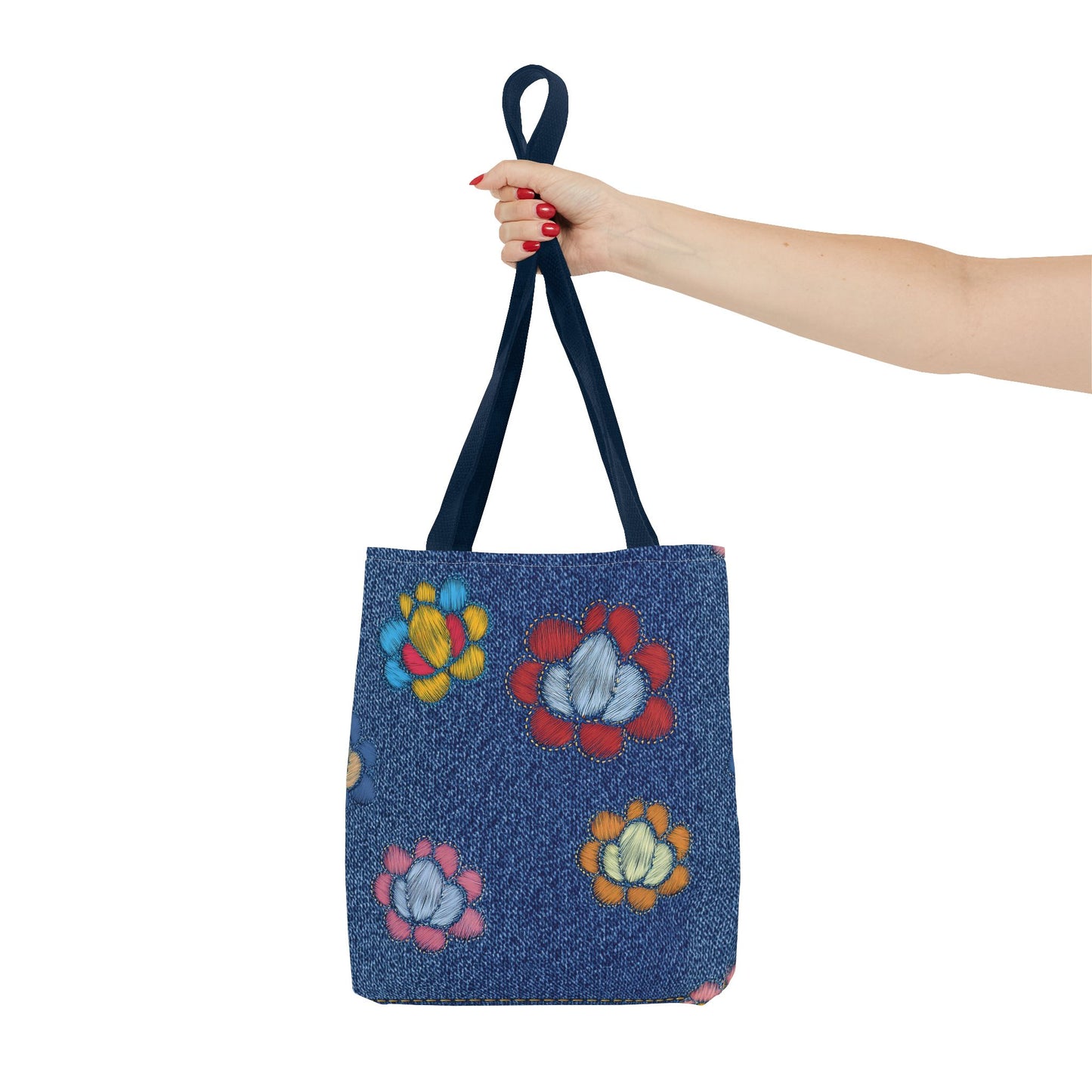 Denim Fabric Imitation Print Unisex Canvas Bag Poly Spun 3 Sizes Tote Bag 159-15