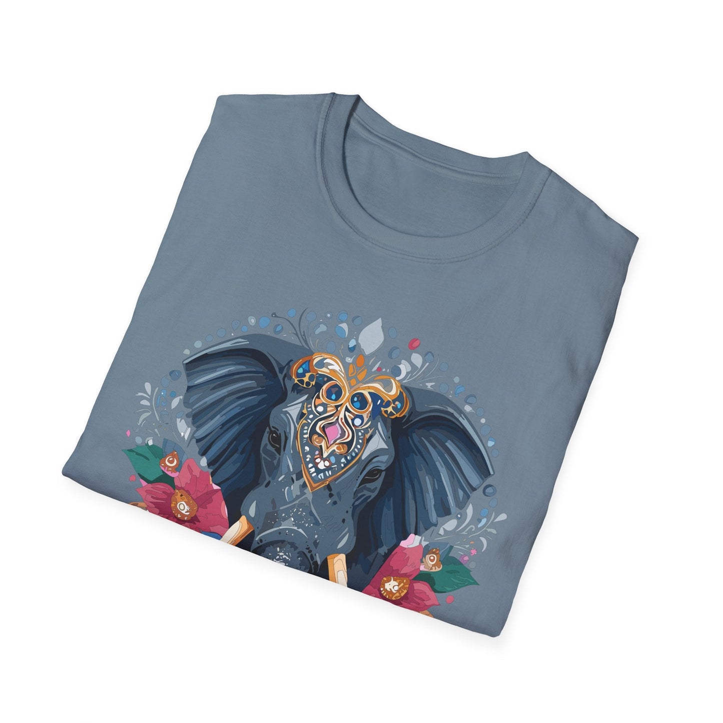 Elephant Graphic T Shirt Unisex Cotton Tee Softstyle Gildan 64000 Elephant Design