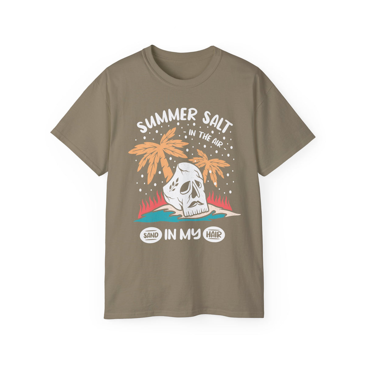 Summer Salt Skull Tee | Palm Trees Beach Vibes Graphic Shirt