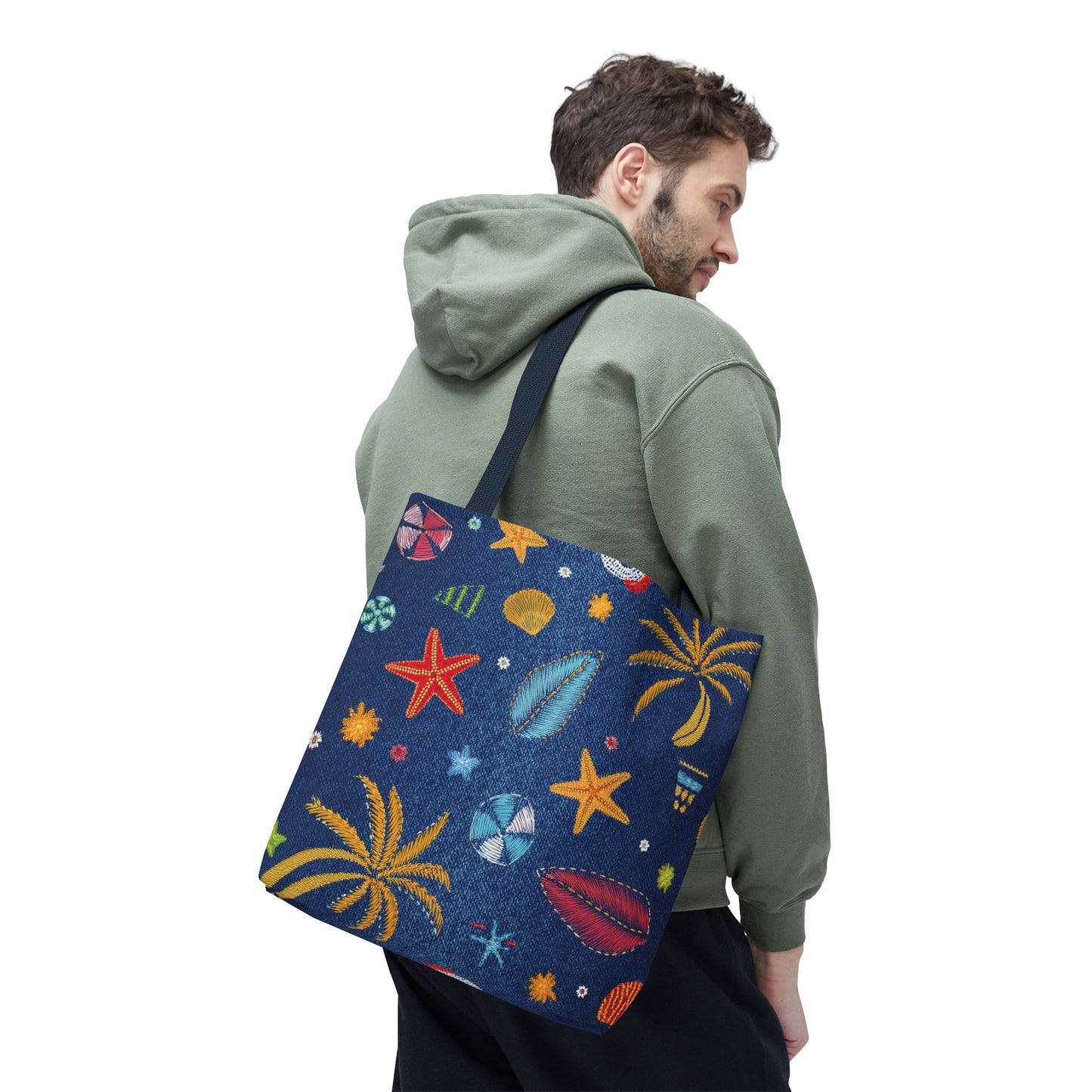 Denim Fabric Imitation Print Unisex Canvas Bag Poly Spun 3 Sizes Tote Bag 182-12