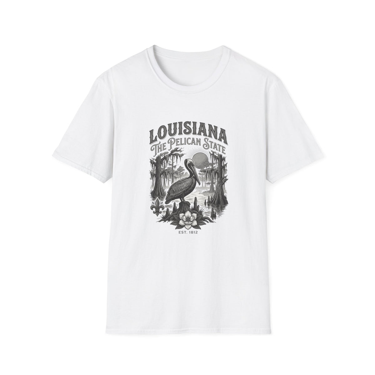 Louisiana Pelican State T-Shirt — Vintage Travel Tourist Graphic Design Unisex 100 Cotton Gildan T-Shirt