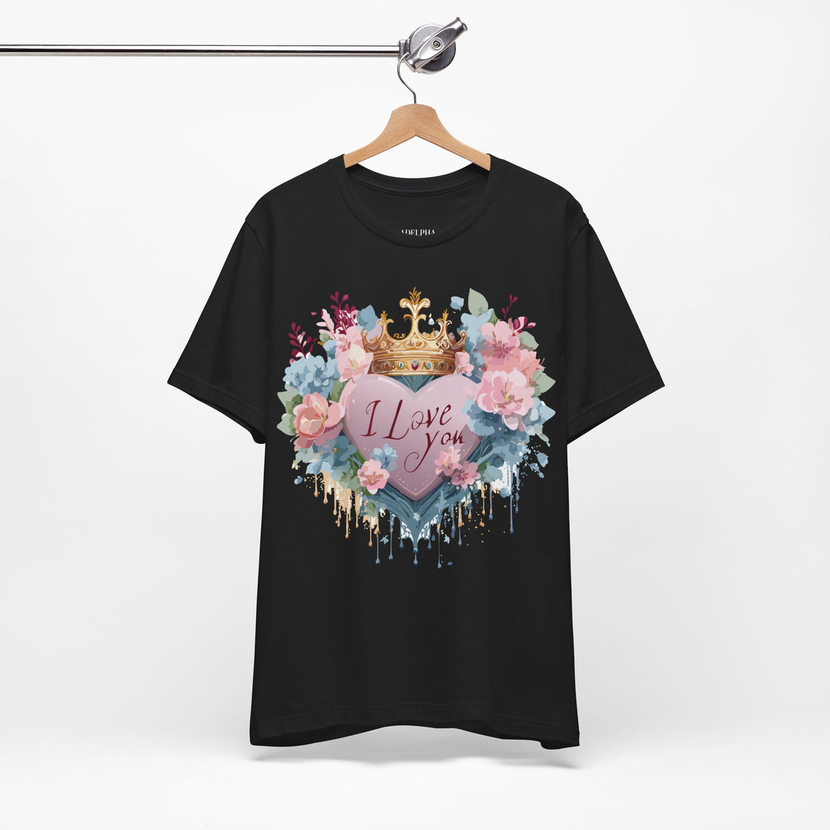Valentine's Day Graphic Unisex Cotton Bella+Canvas Tee with Floral Art Design d105