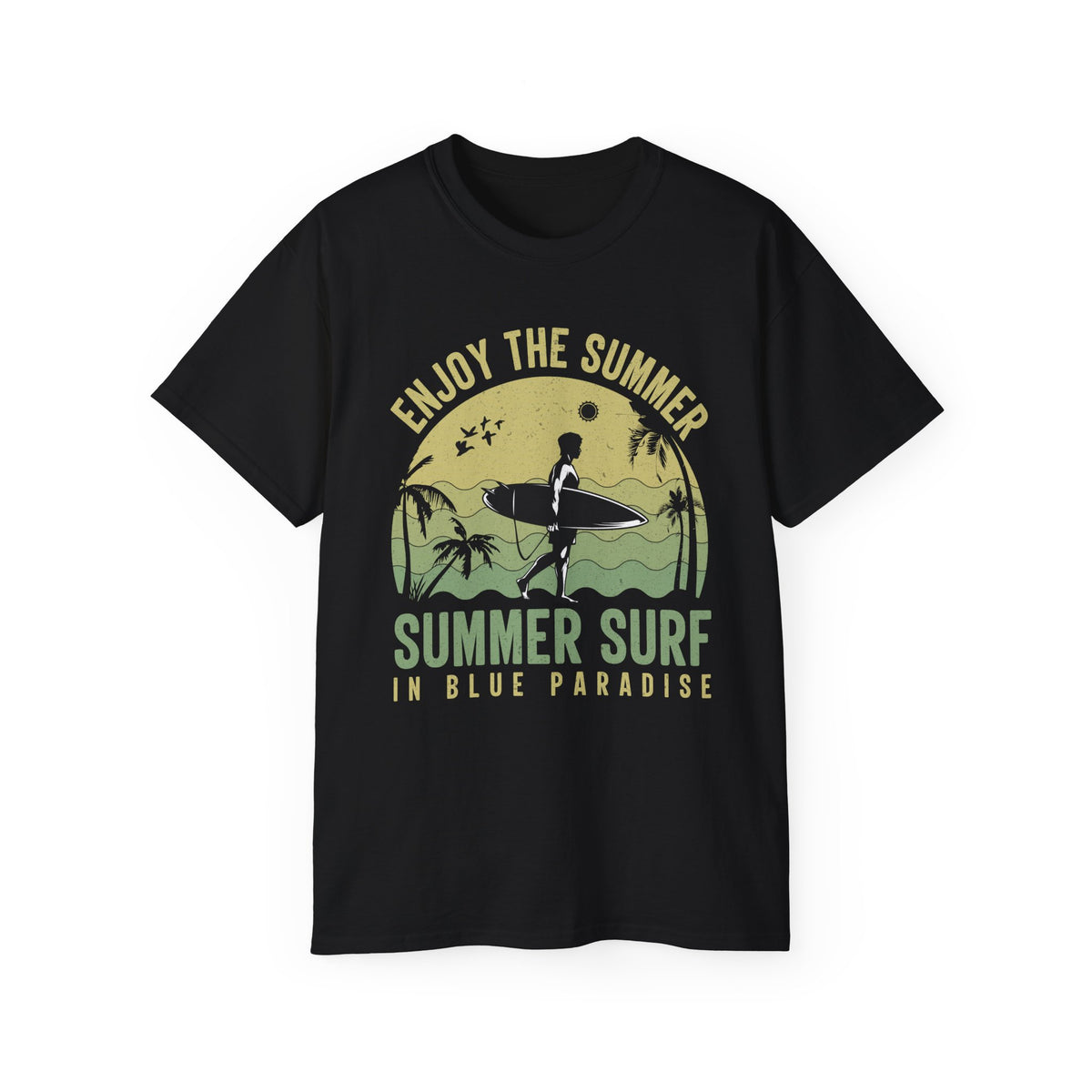 Summer Surf Design Graphic Tee Gildan Unisex 100 Cotton Tee Shirt -SD-7