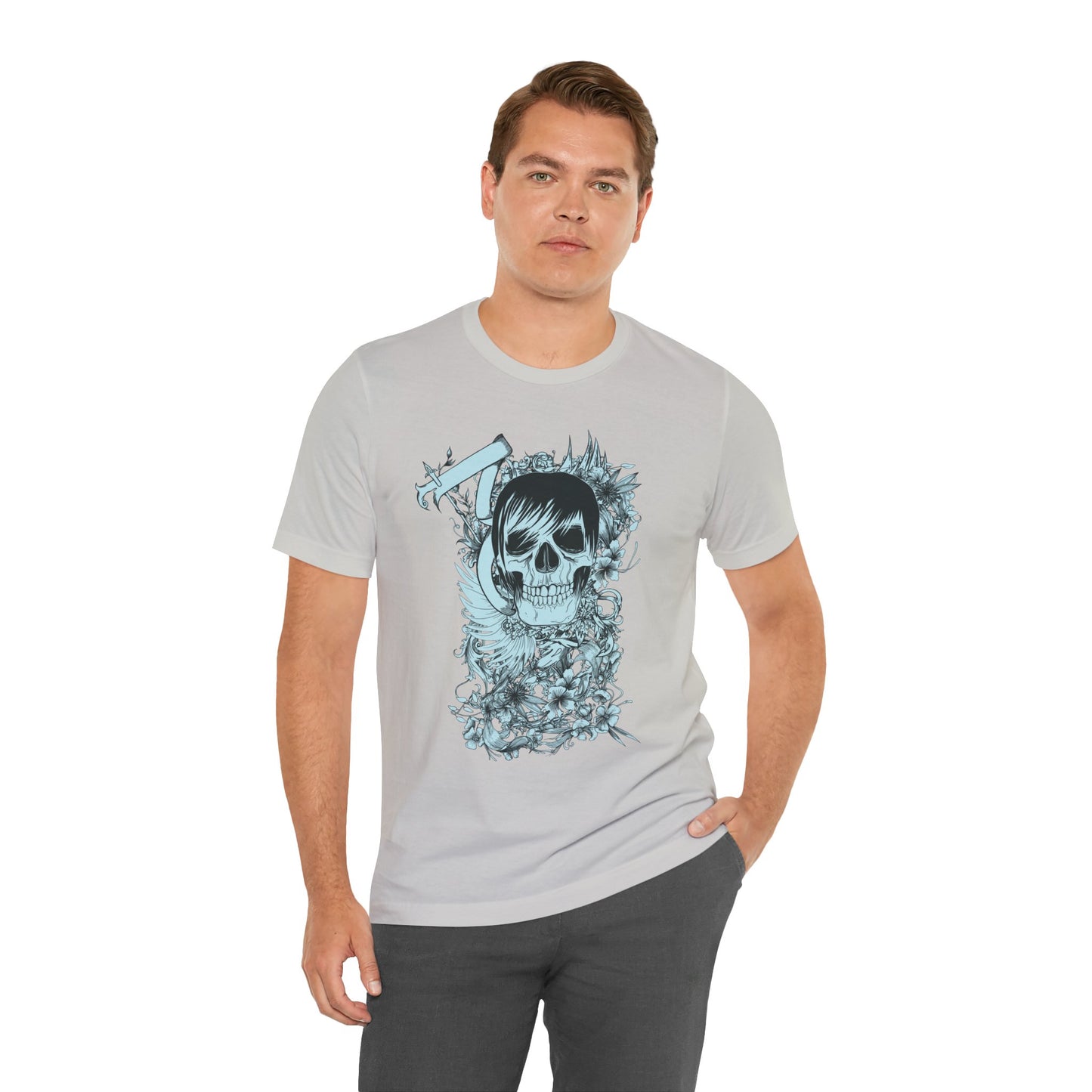 Sky Skull Graphic Design Tee, Skull Shirt, Vintage Tees, Art Design T-Shirt, Vintage Graphic Tee, Art Shirts with Skulls
