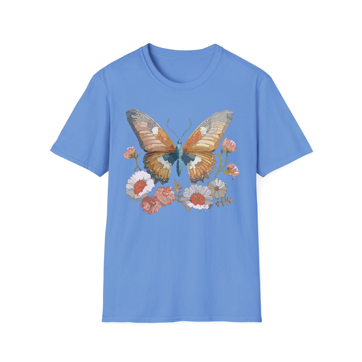 Butterfly Floral Watercolor Wings Graphic Design Unisex 100 Cotton Gildan T-Shirt