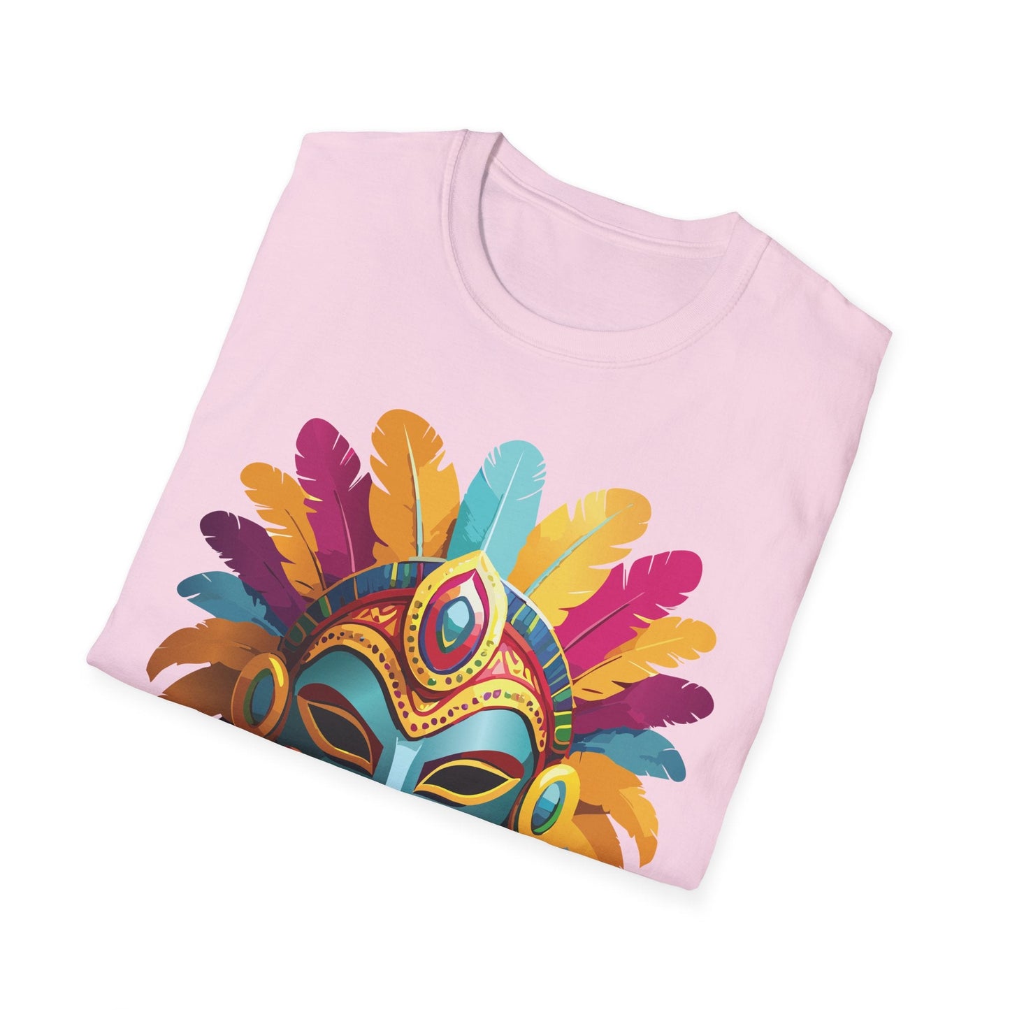 Mask Tee Shirt Unisex Short Sleeve Graphic Tee Masquerade Design 100 Percent Ring Spun Cotton