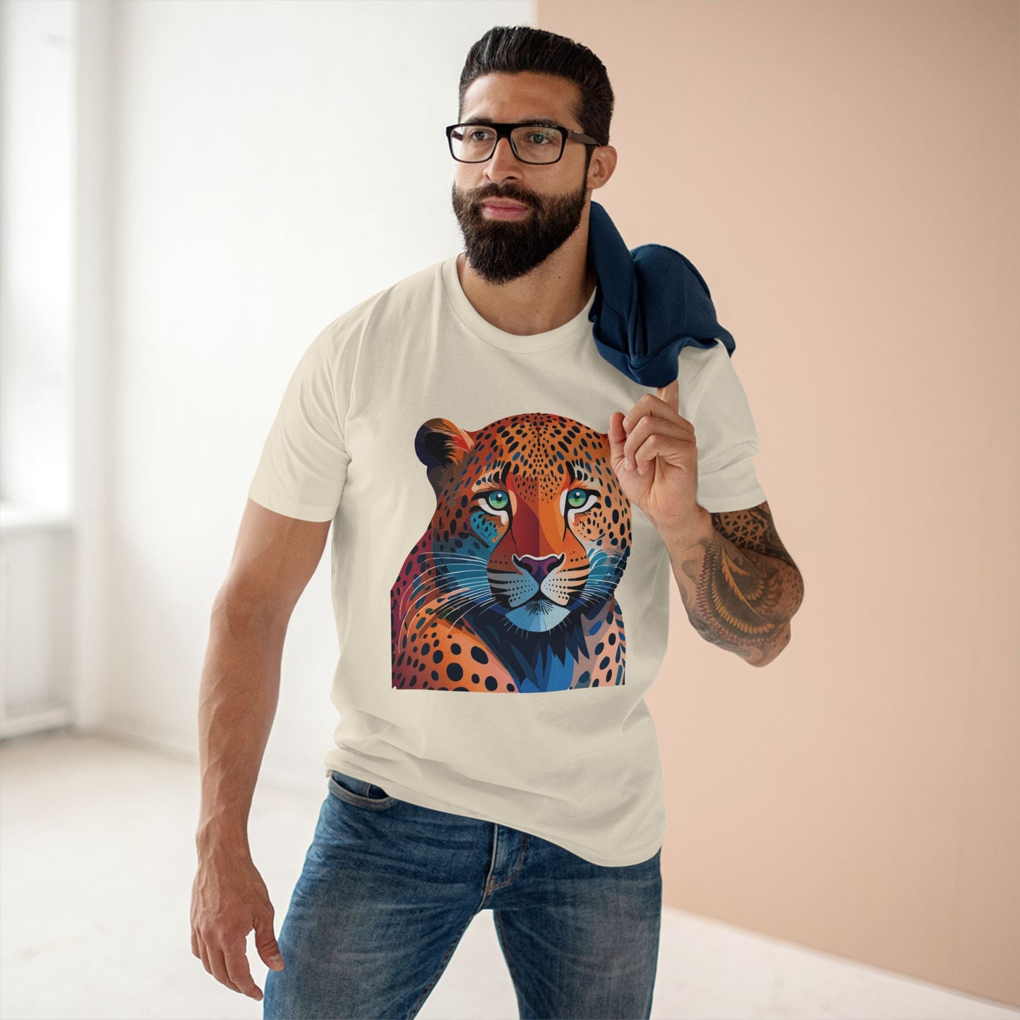 Unisex Cheetah Shirt Premium Cotton Tee With Original Art Design From Retro2Nova Art Collection Soft Breathable Comfort