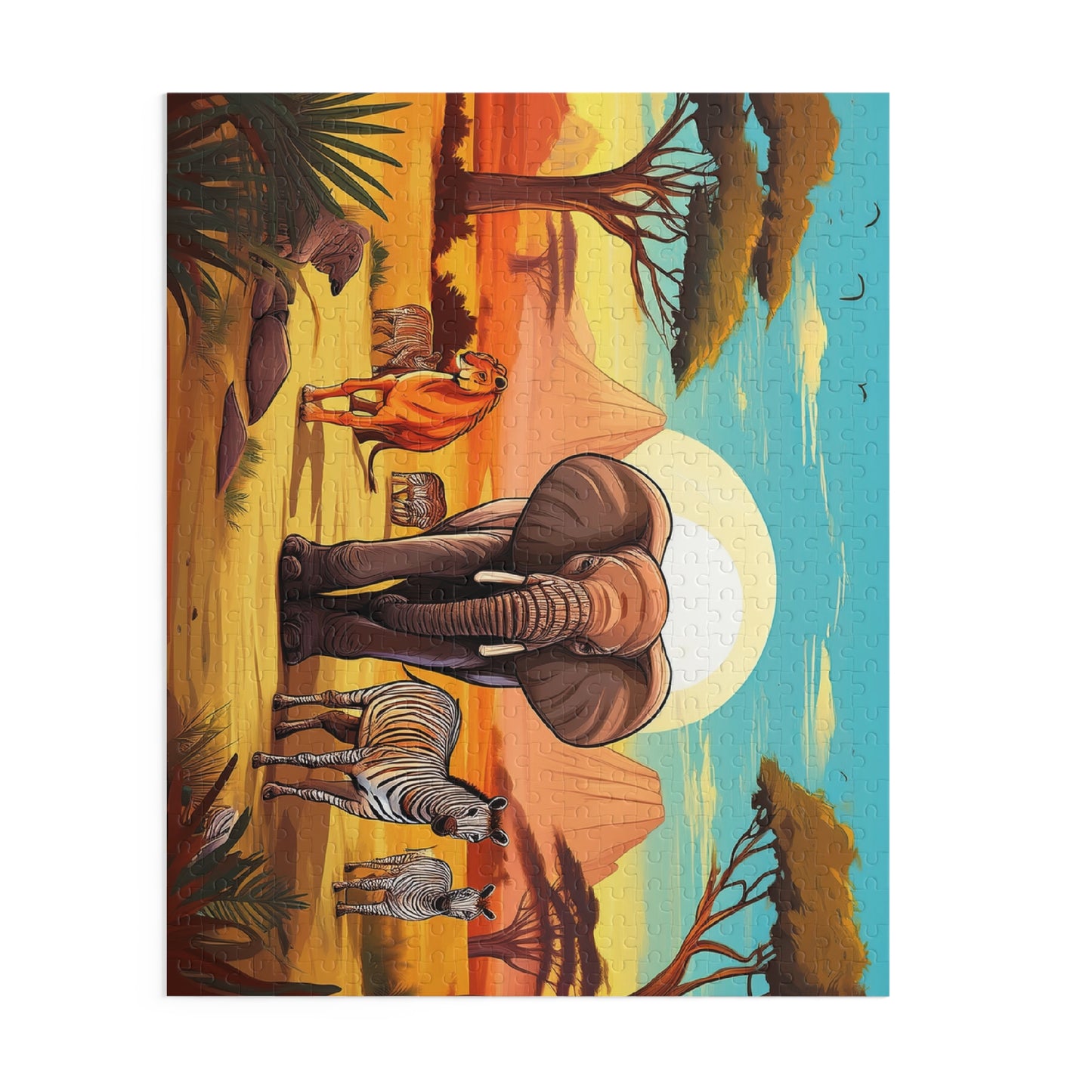 Animals on Safari Puzzle 500-Chipboard Pieces in Box | Kids Puzzles Size: 16" x 20",  Ages 9+ and Family pn42