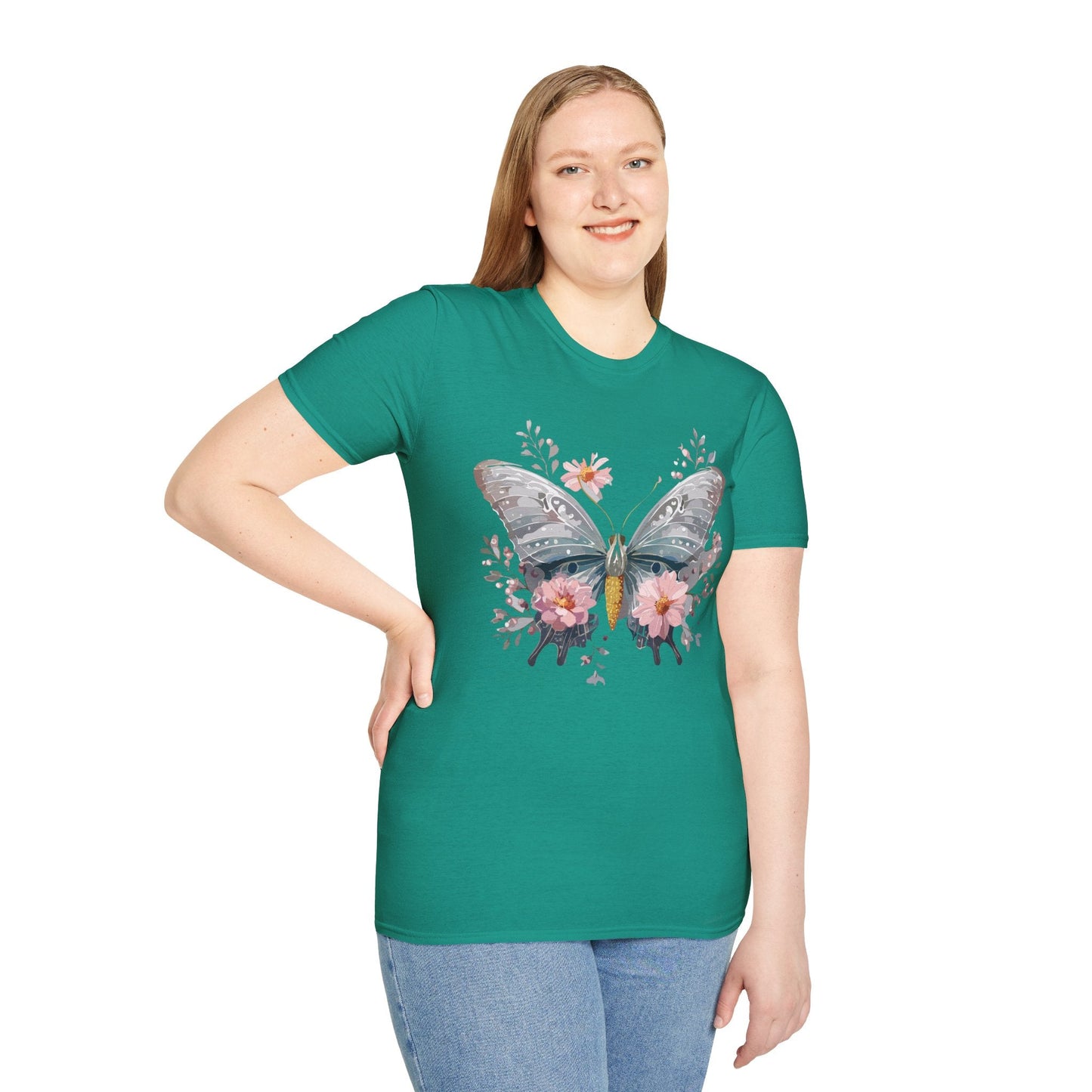 Butterfly Themed Unisex T Shirt Softstyle Monarch Gildan 64000 Ring Spun Cotton Tee