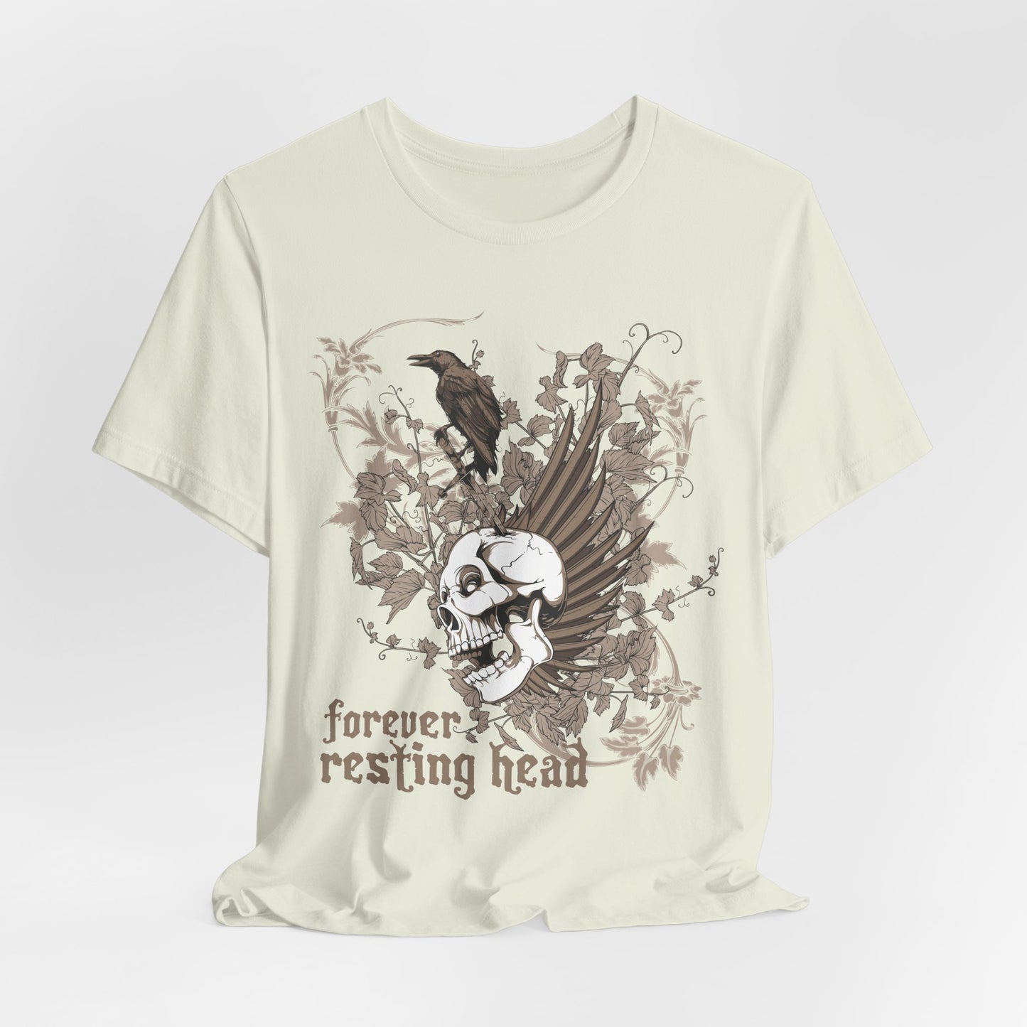Forever Resting Head Tee, Edgy Graphic Shirt, Music T-Shirt, Gothic Tees, Skull Shirt, Art Design Tee, Skull Graphic Top