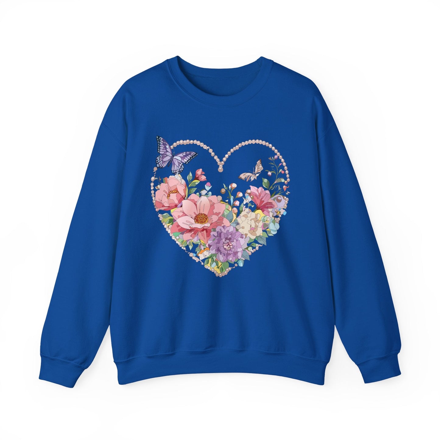 Floral Heart Sweatshirt Unisex Floral Love Crewneck Heavy Blend Gift For Valentine Day Cold Weather