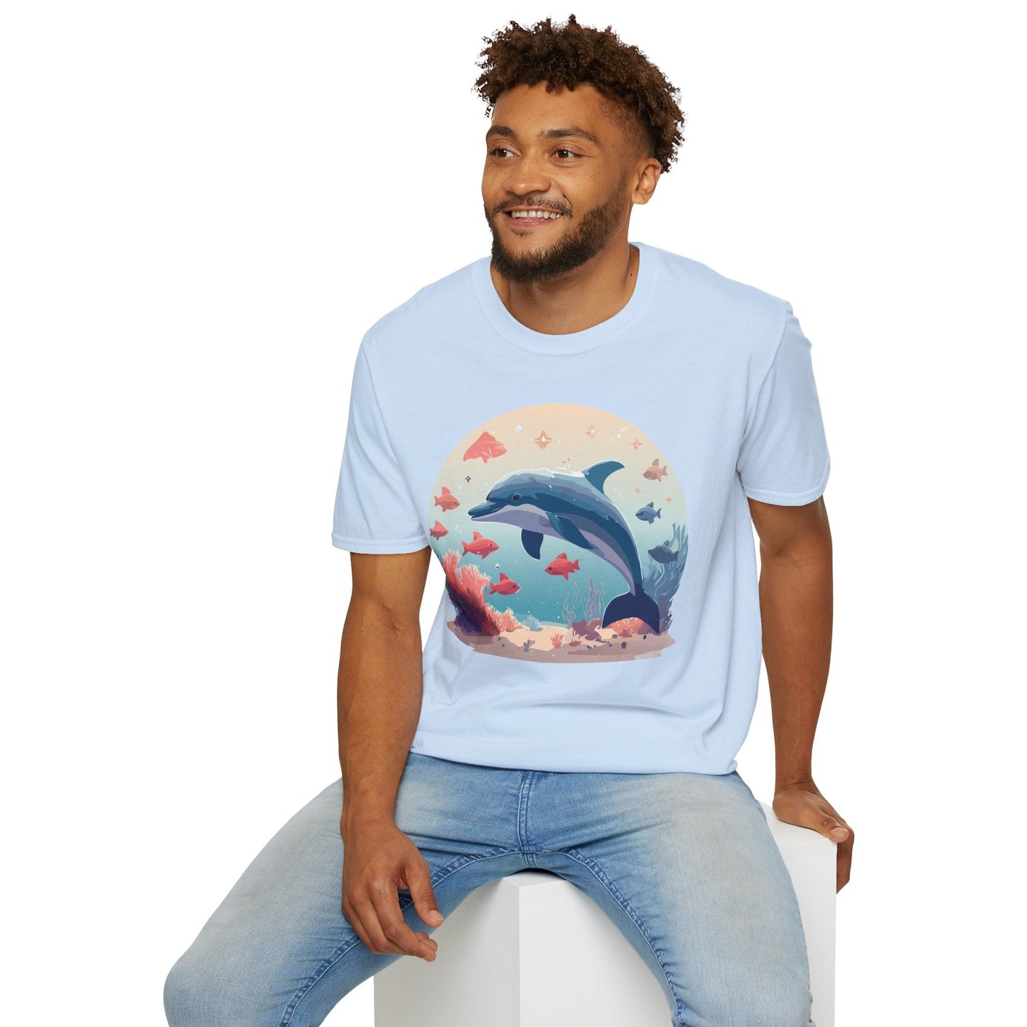 Dolphin Shirt Unisex Softstyle Tee 64000 Gildan 100 Percent Ring Spun Cotton For Everyday Comfort