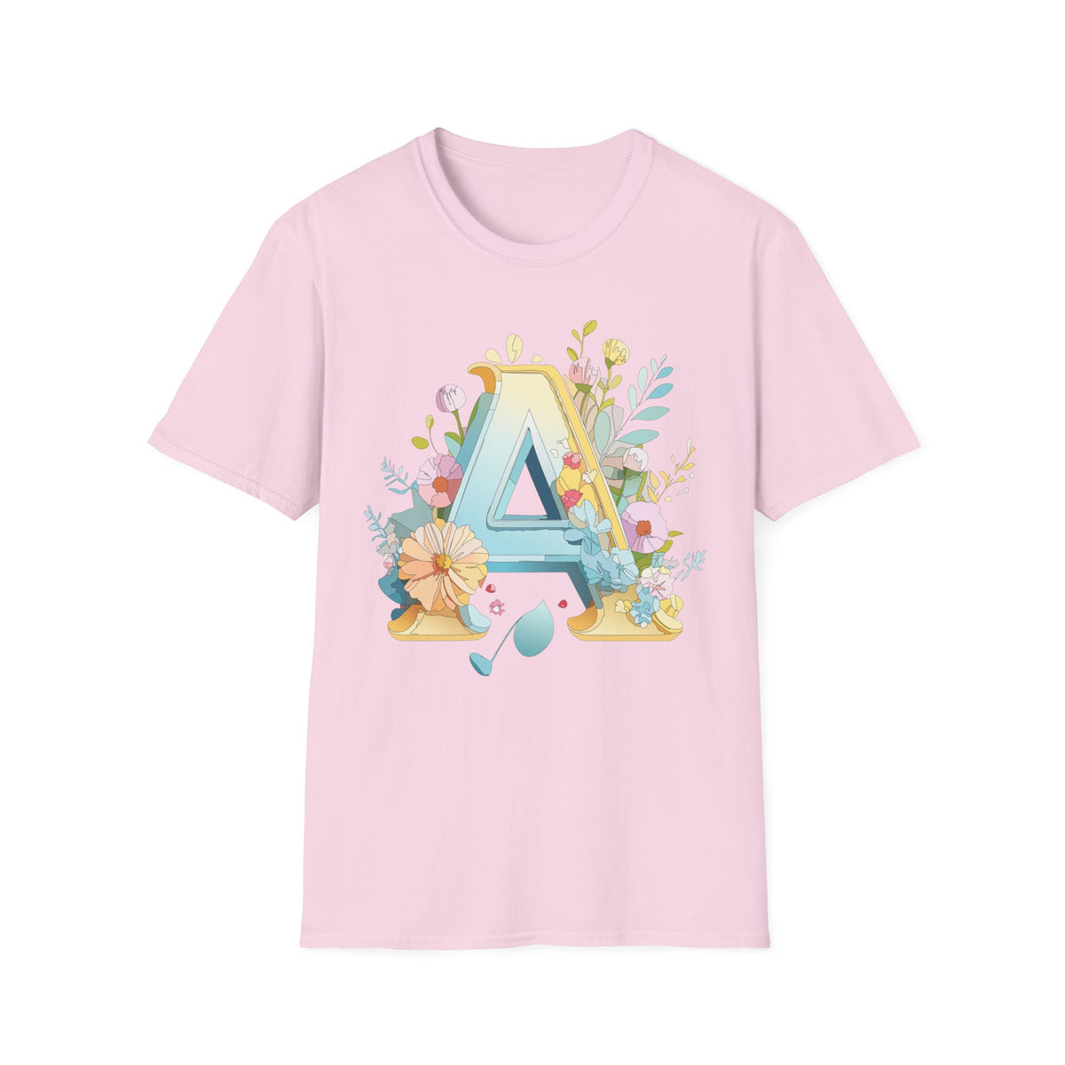 Floral Letter A T-Shirt | Monogram Initial Tee