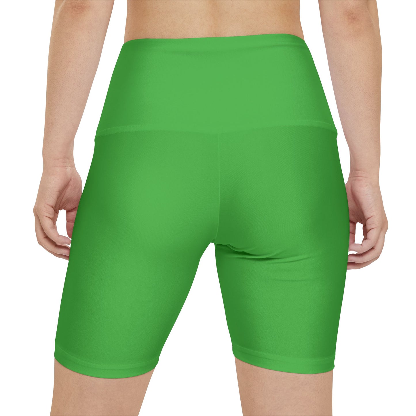 Kelly Green High-Waist Women's Workout Shorts — Comfortable Active Bike Shorts for Yoga & Gym