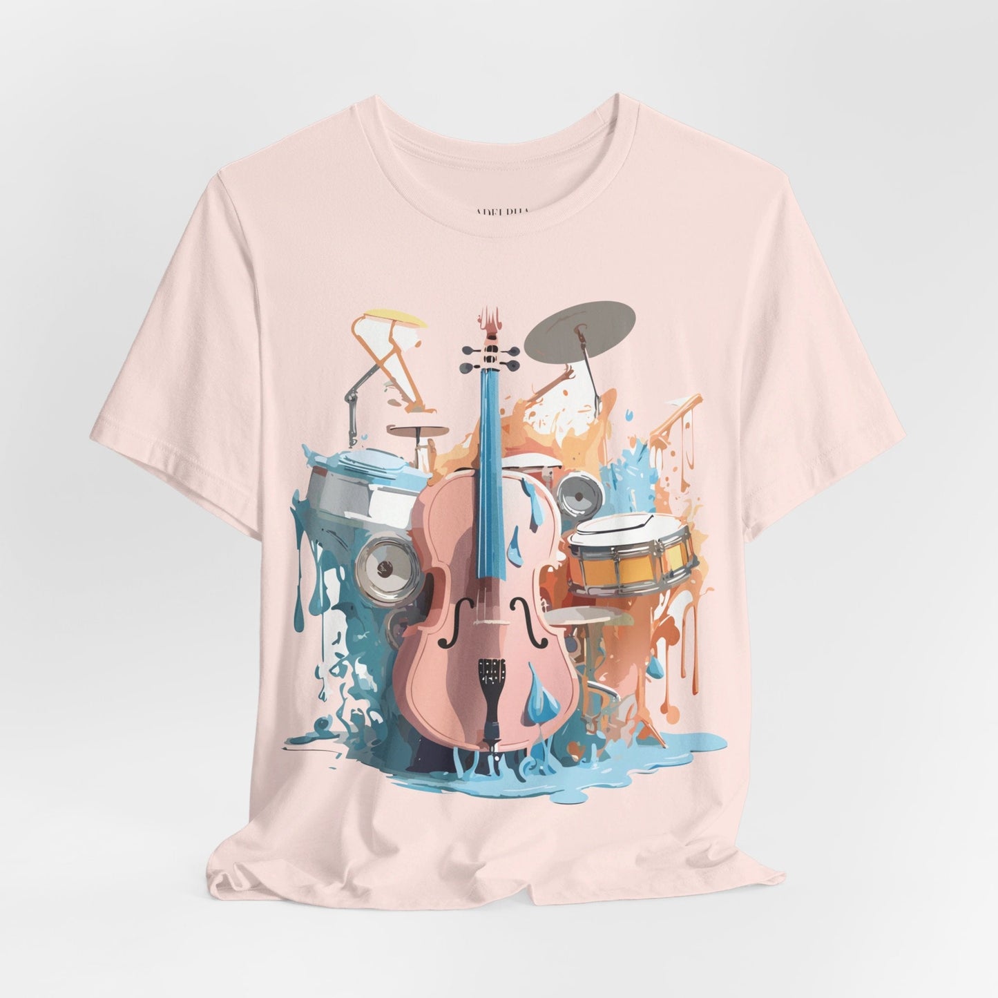 Music Graphic Unisex 100 Cotton Vintage Art with Musical Elements Tee 74