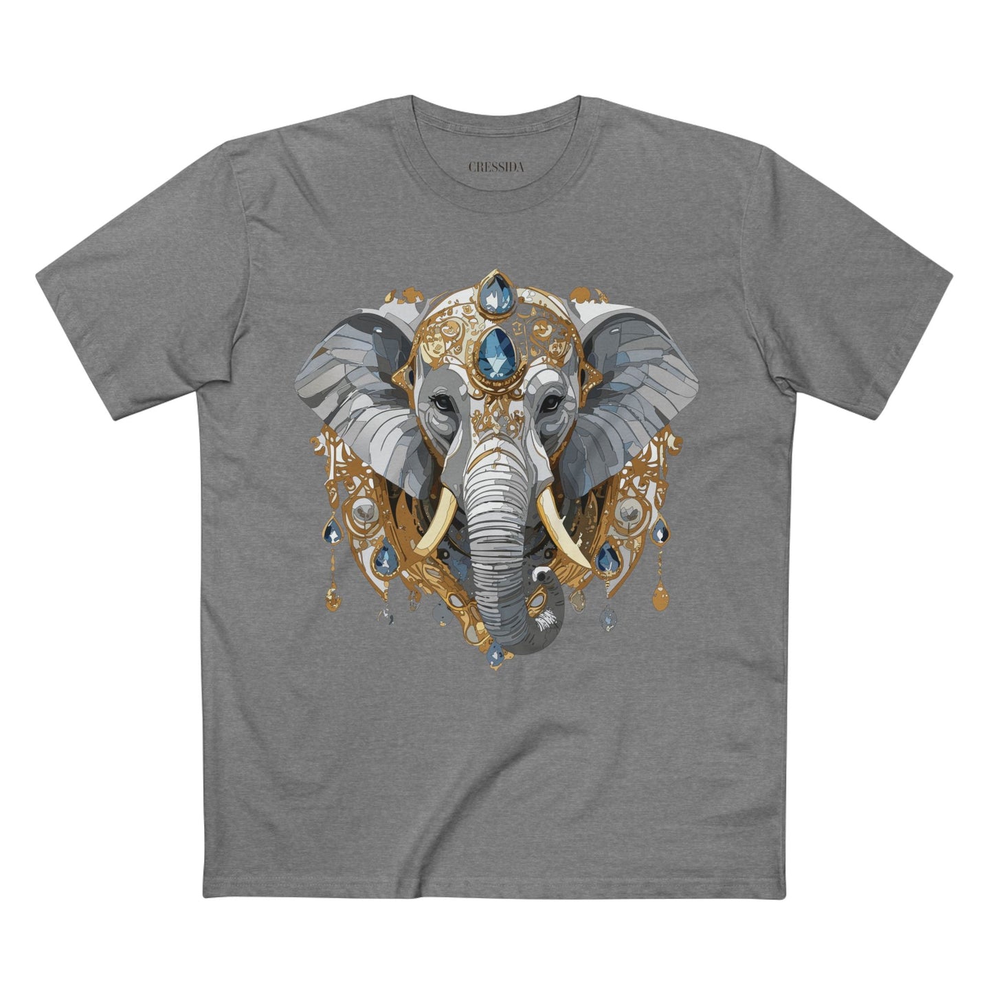 Elephant Graphic Unisex 100 Cotton Tee With Unique Animal Golden Medallion Art Design 37