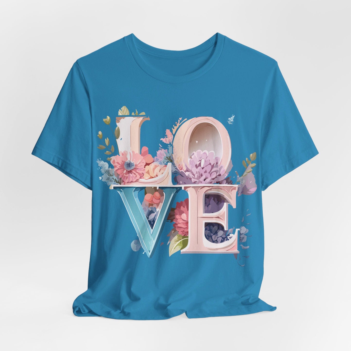 Valentine Day Graphic Unisex 100 Cotton Vintage Artwork with Love and Flower Design Tee 42