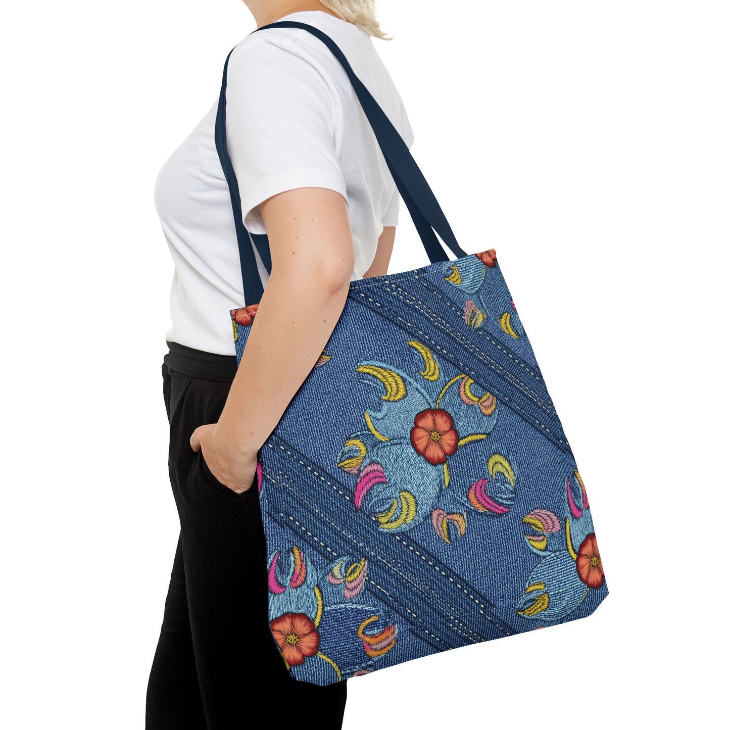 DENIM PRINT CANVAS BAG HIGH-QUALITY 100% SPUN POLYESTER 3 SIZES CANVAS BAG-161