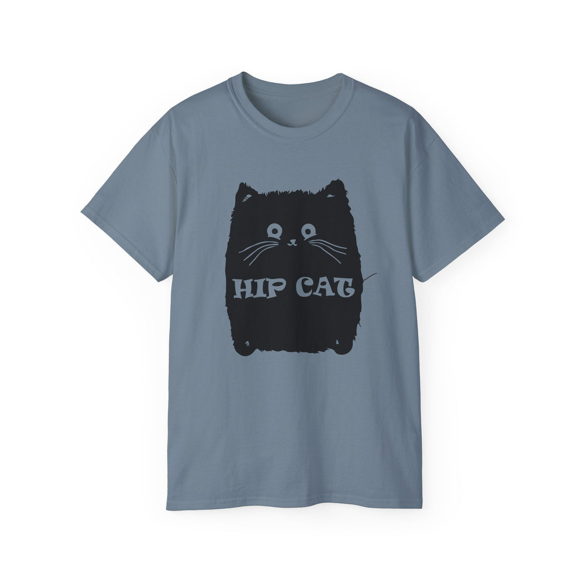 Hip Cat Graphic Tee | Cute Black Cat Illustration, Retro Typography