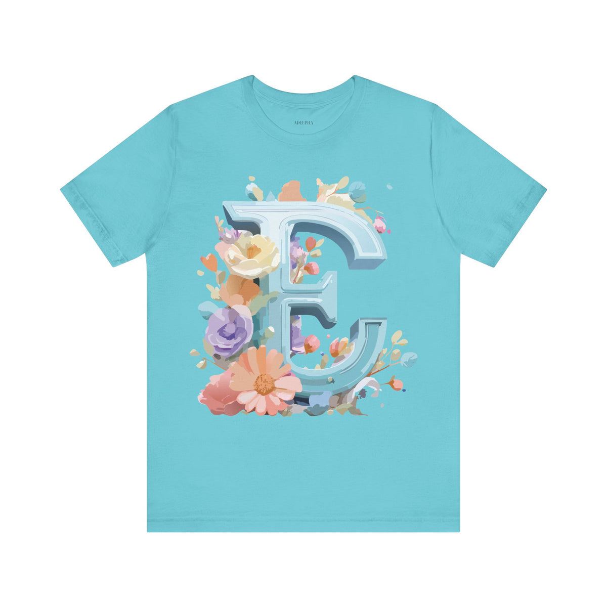 Letter E Graphic Unisex Cotton Bella+Canvas Tee with Art Letter Design