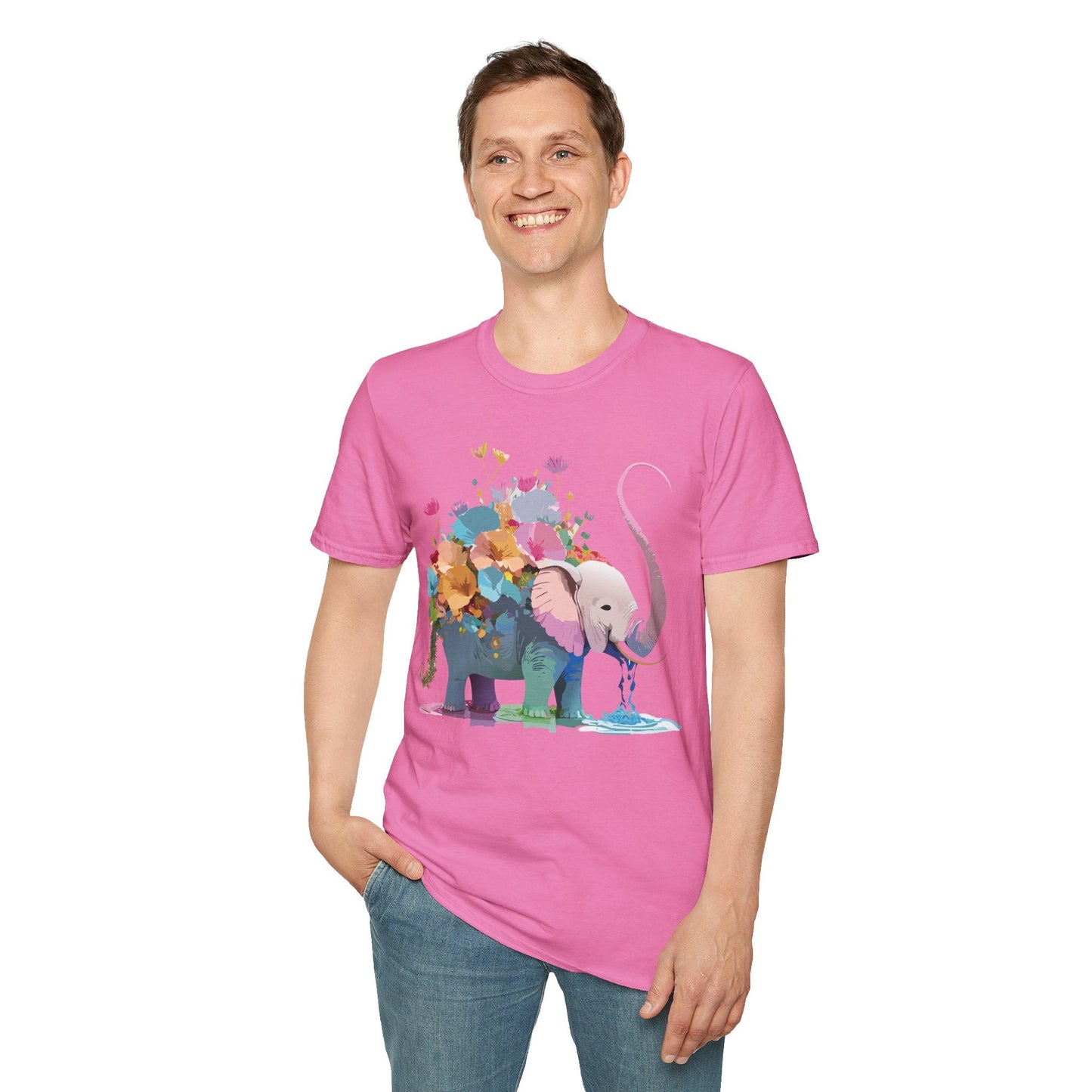 Elephant T Shirt Unisex Softstyle Cotton Tee With Animated Elephant Design Premium Comfort