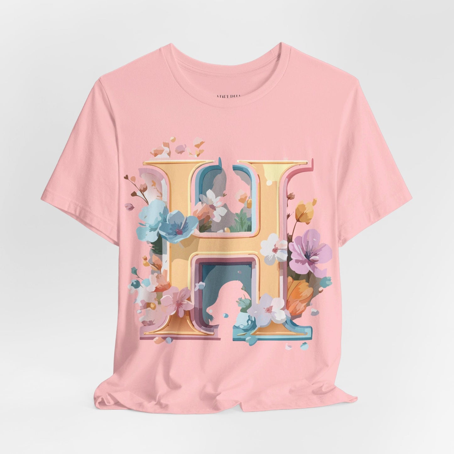 Adelpha Letter H Graphic Tee Unisex Jersey Short Sleeve Vintage Inspired Art Design Shirt