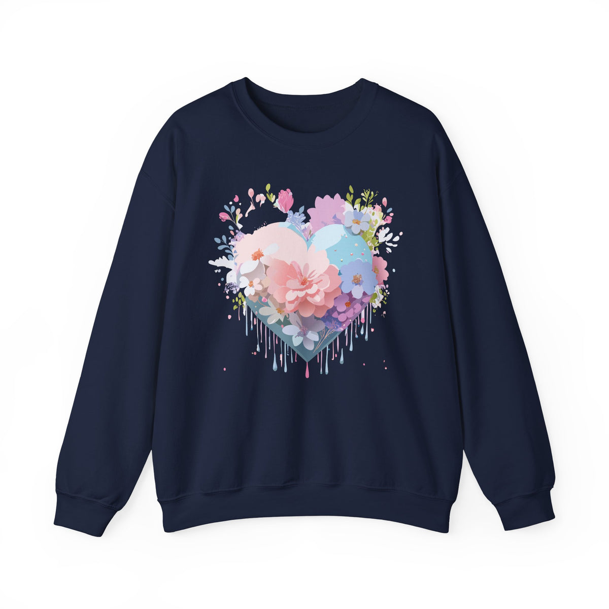 Floral Heart Love Graphic Valentine's Day Sweatshirt Unisex 50/50 Cotton-Poly Sweatshirt w22