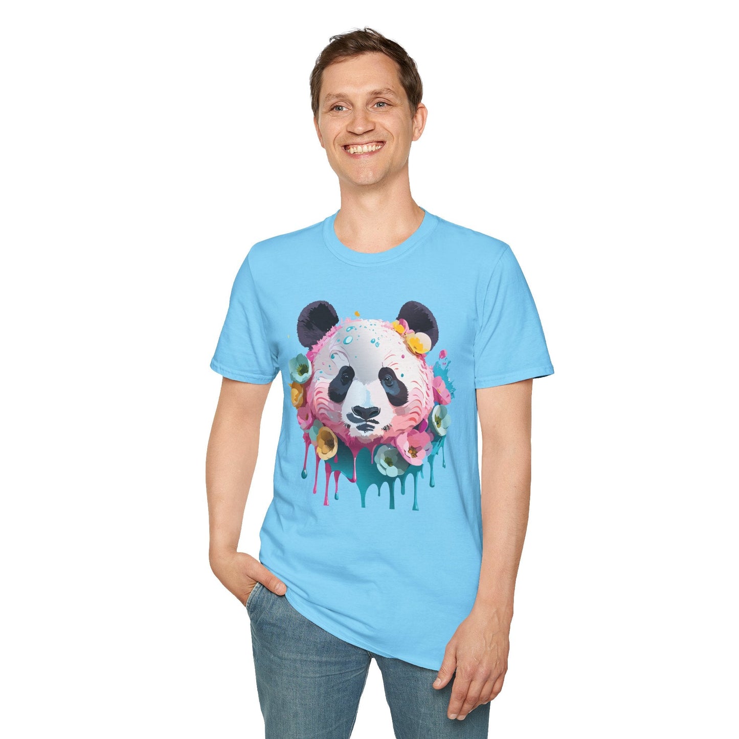 Panda Shirt Unisex T Shirt Graphic Tee Animal Print Gildan Softstyle 64000 100 Percent Cotton