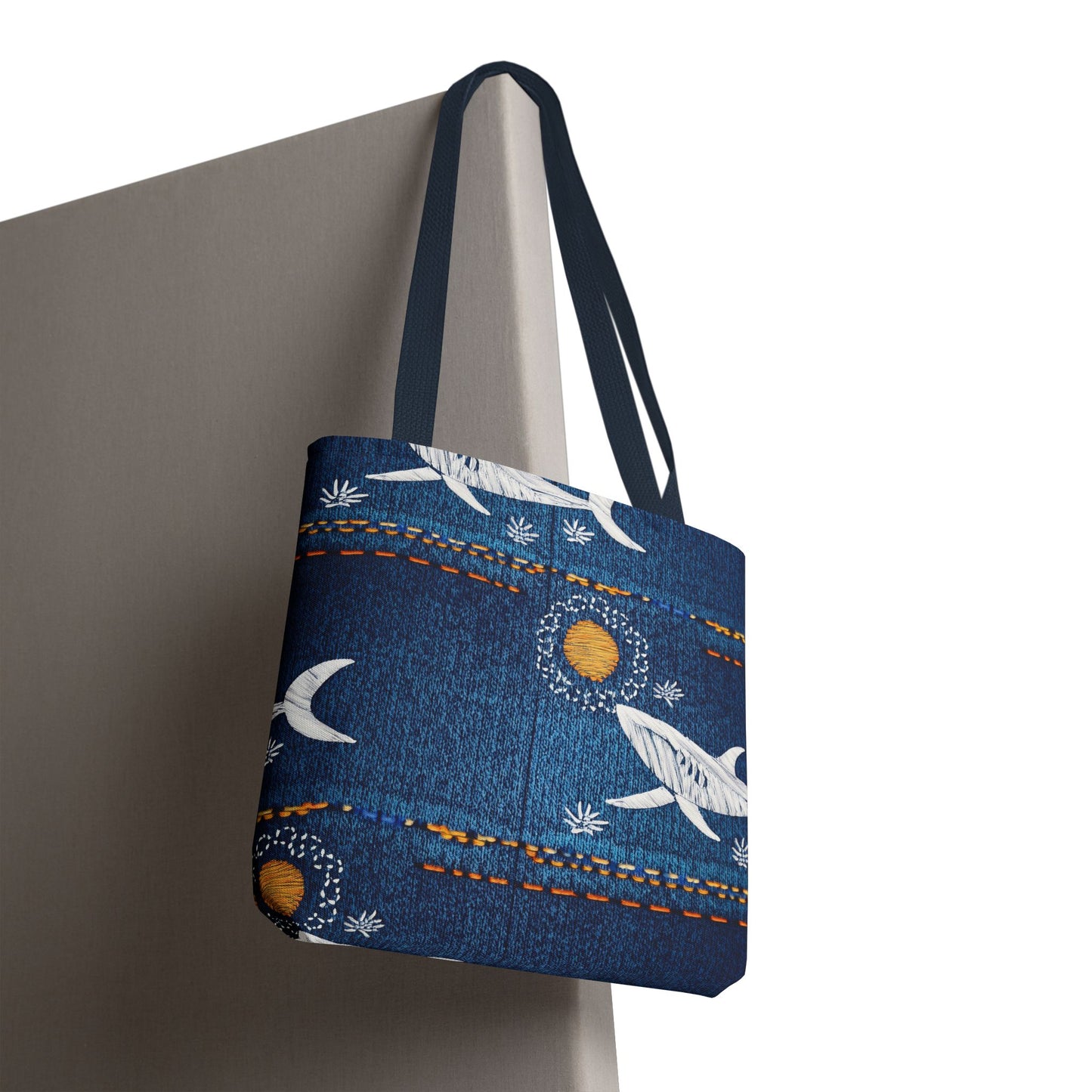Denim Fabric Imitation Print Unisex Canvas Bag Poly Spun 3 Sizes Tote Bag 182-17