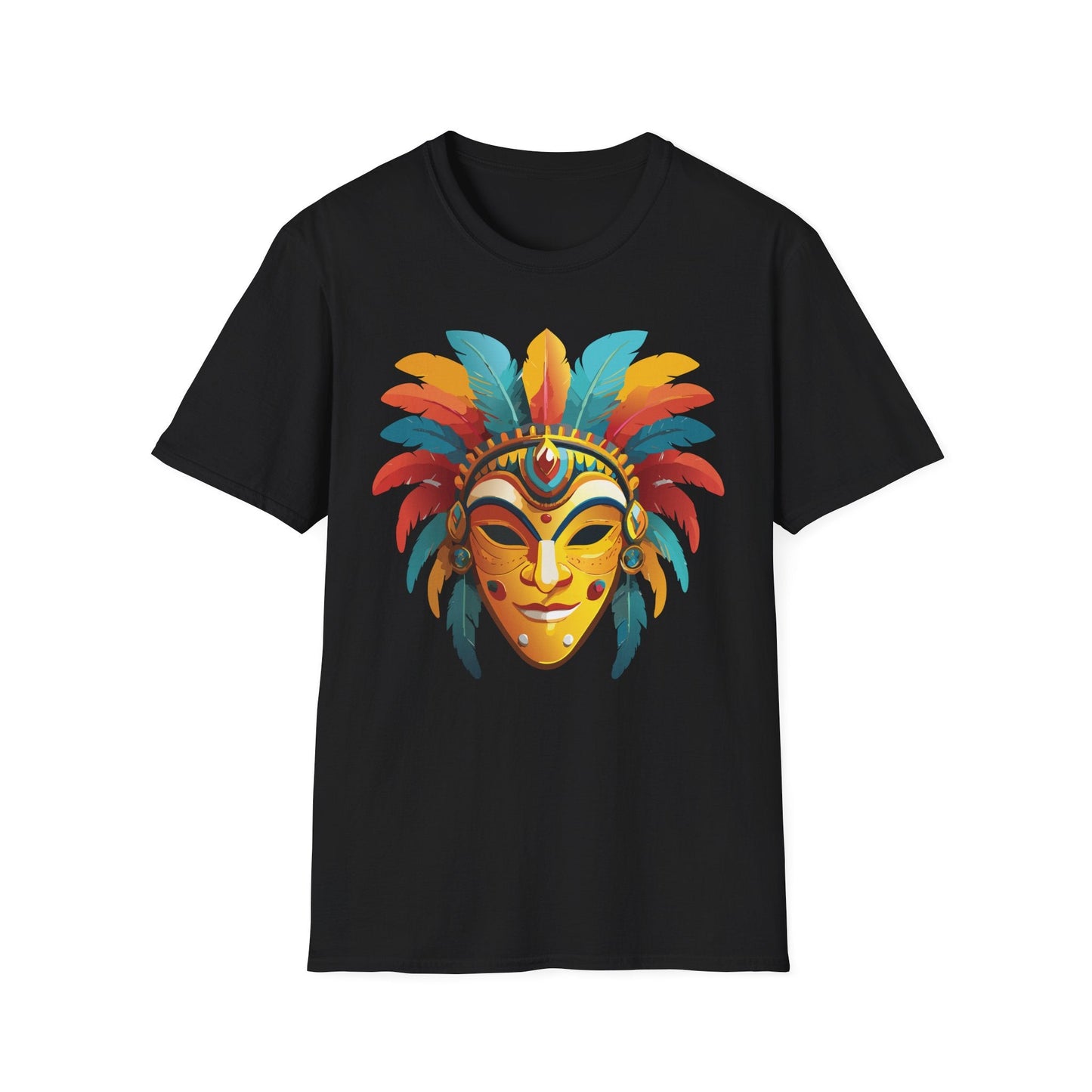Mask Tee Shirt Unisex Masquerade Design Gildan Softstyle 100 Percent Cotton Tee for Everyday Comfort