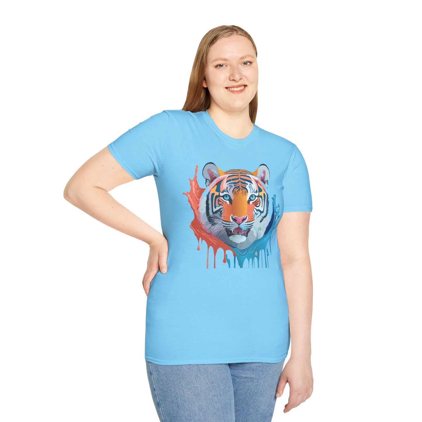 Unisex Tiger Tee Gildan Softstyle Animal Print Shirt Ring Spun Cotton