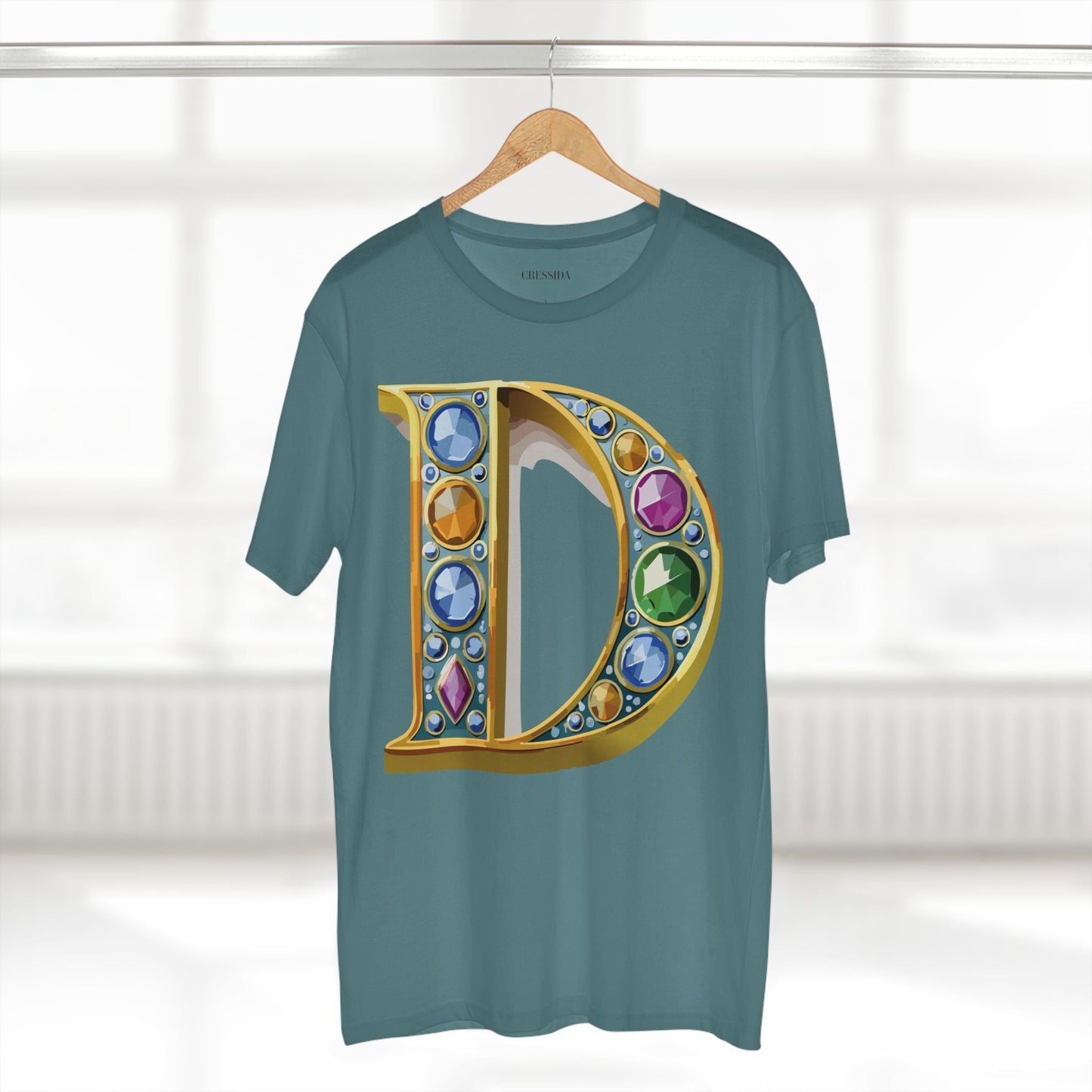 Letter D Graphic Design Tee Unisex 100 Cotton With Antique Gold Letters Artwork T-Shirt