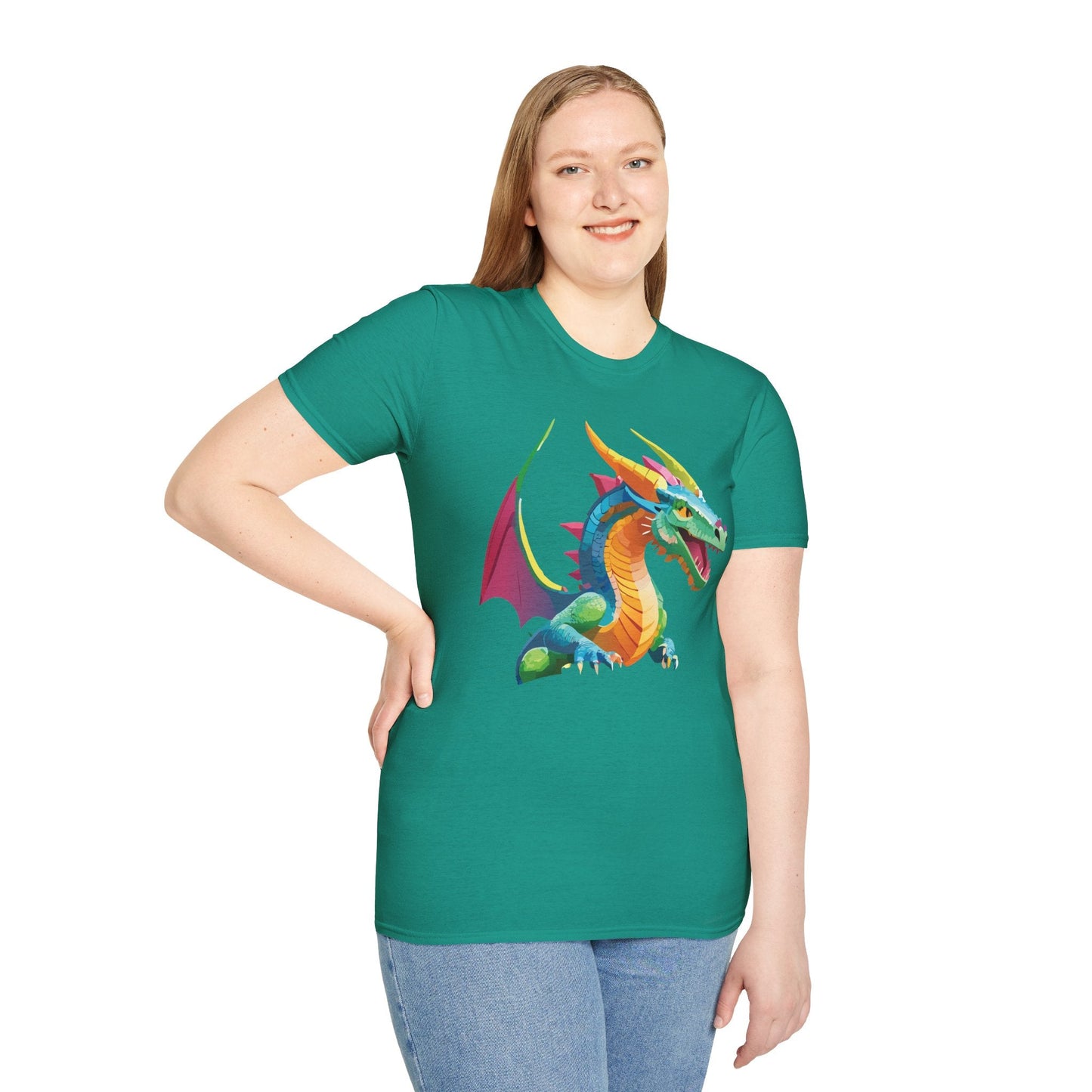 Unisex Dragon Graphic Tee Softstyle Short Sleeve T Shirt Made From Ring Spun Cotton