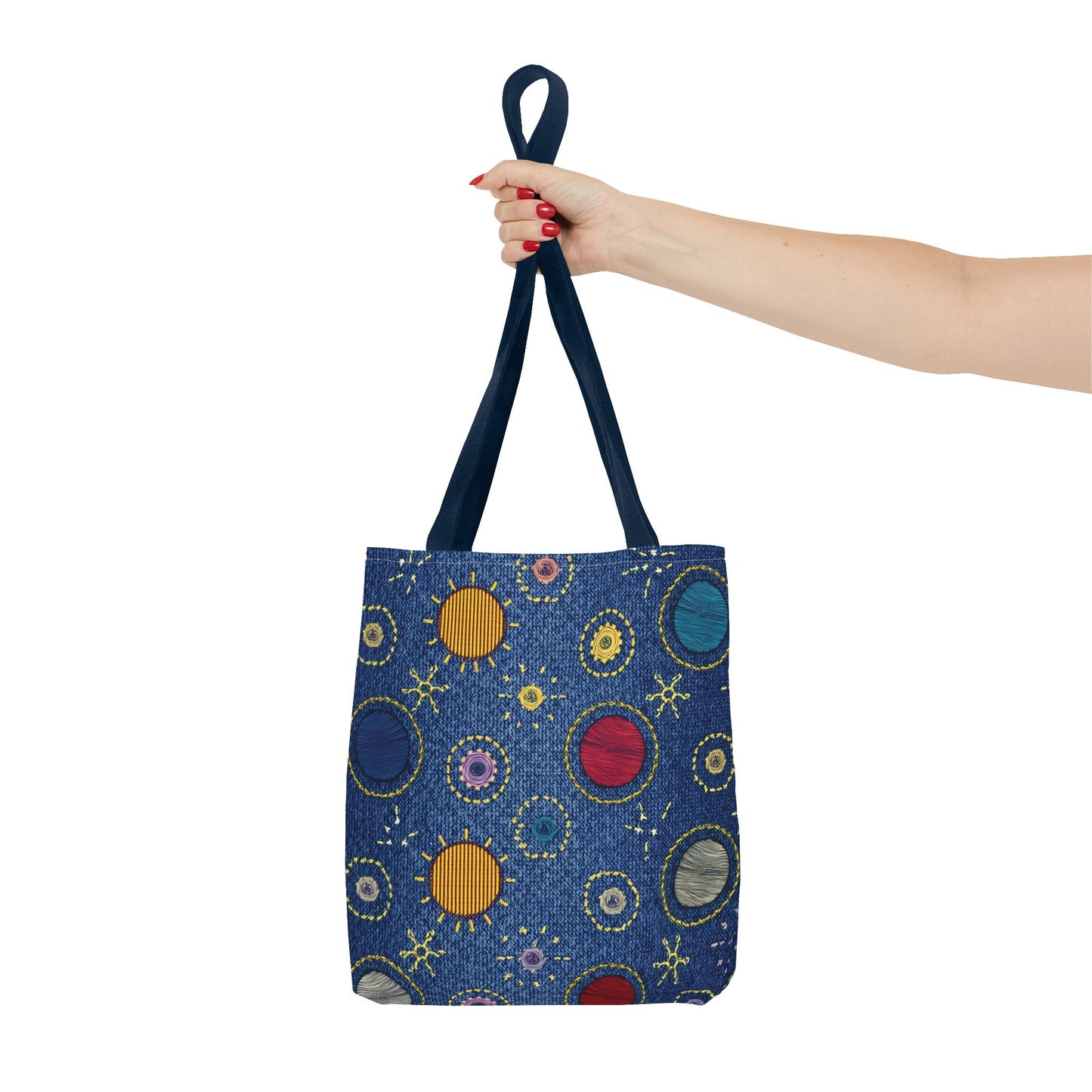 Denim Fabric Imitation Print Unisex Canvas Bag Poly Spun 3 Sizes Tote Bag 183-6