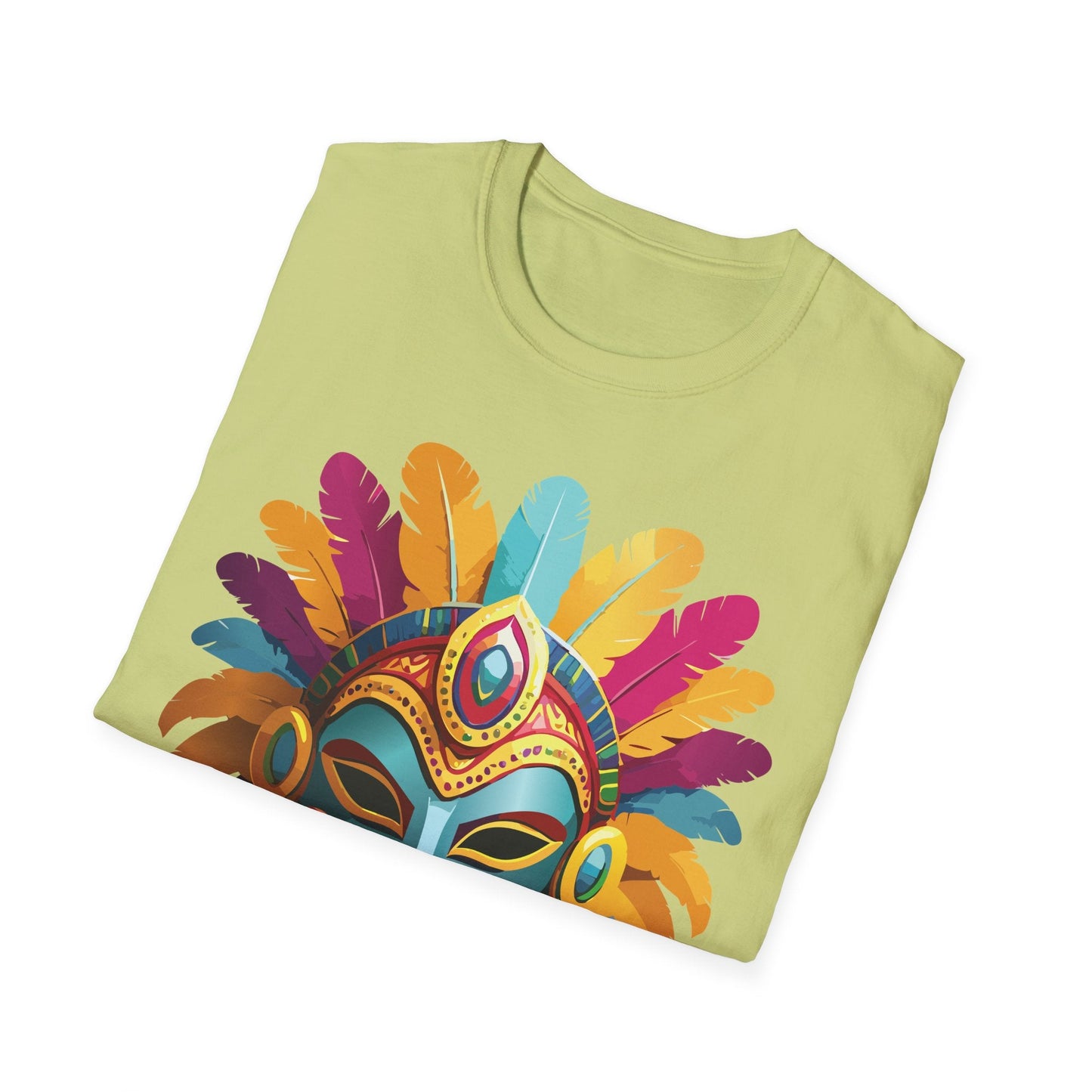 Mask Tee Shirt Unisex Short Sleeve Graphic Tee Masquerade Design 100 Percent Ring Spun Cotton