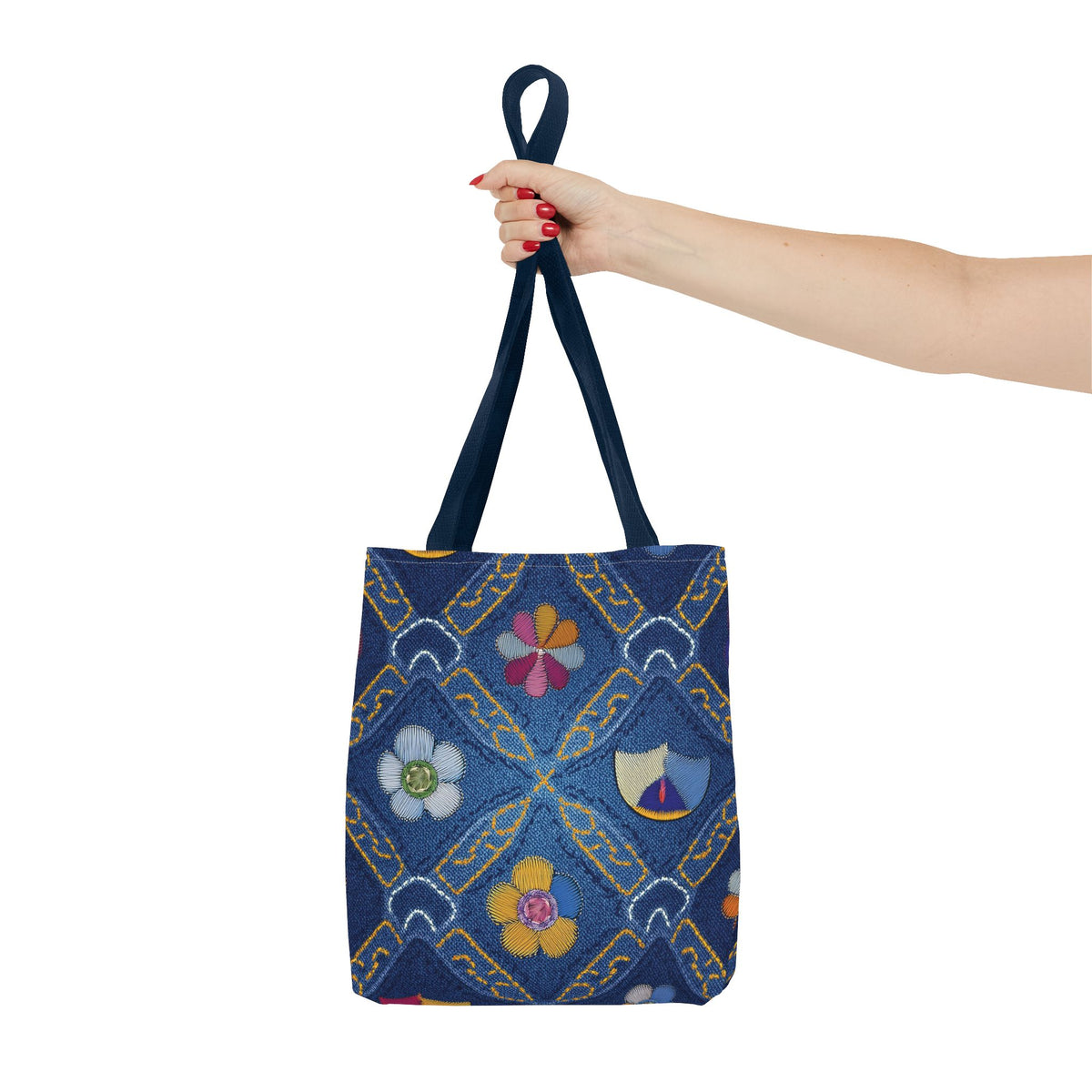 Denim Fabric Imitation Print Unisex Canvas Bag Poly Spun 3 Sizes Tote Bag 159-13