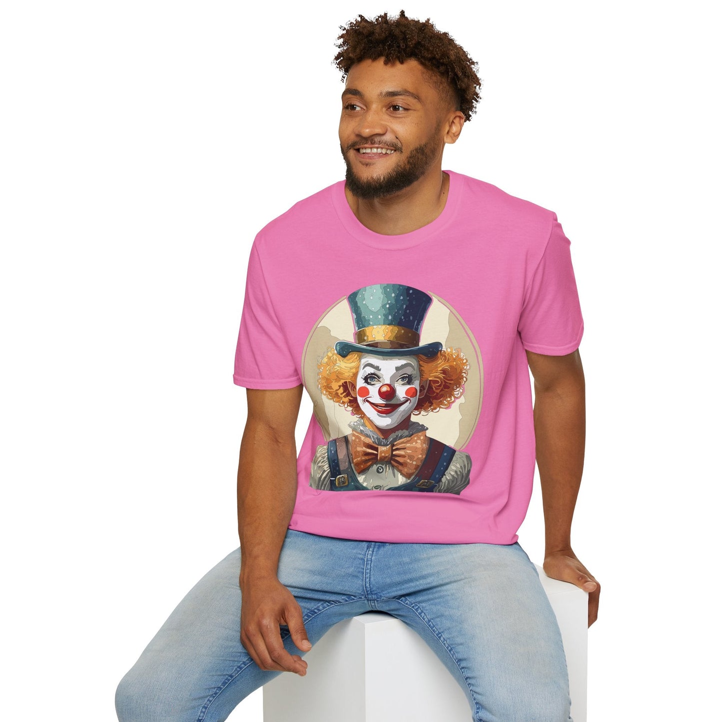 Clown Shirt Unisex T Shirt With Clown Circus Theme Funny Man Shirt Gildan Softstyle 64000