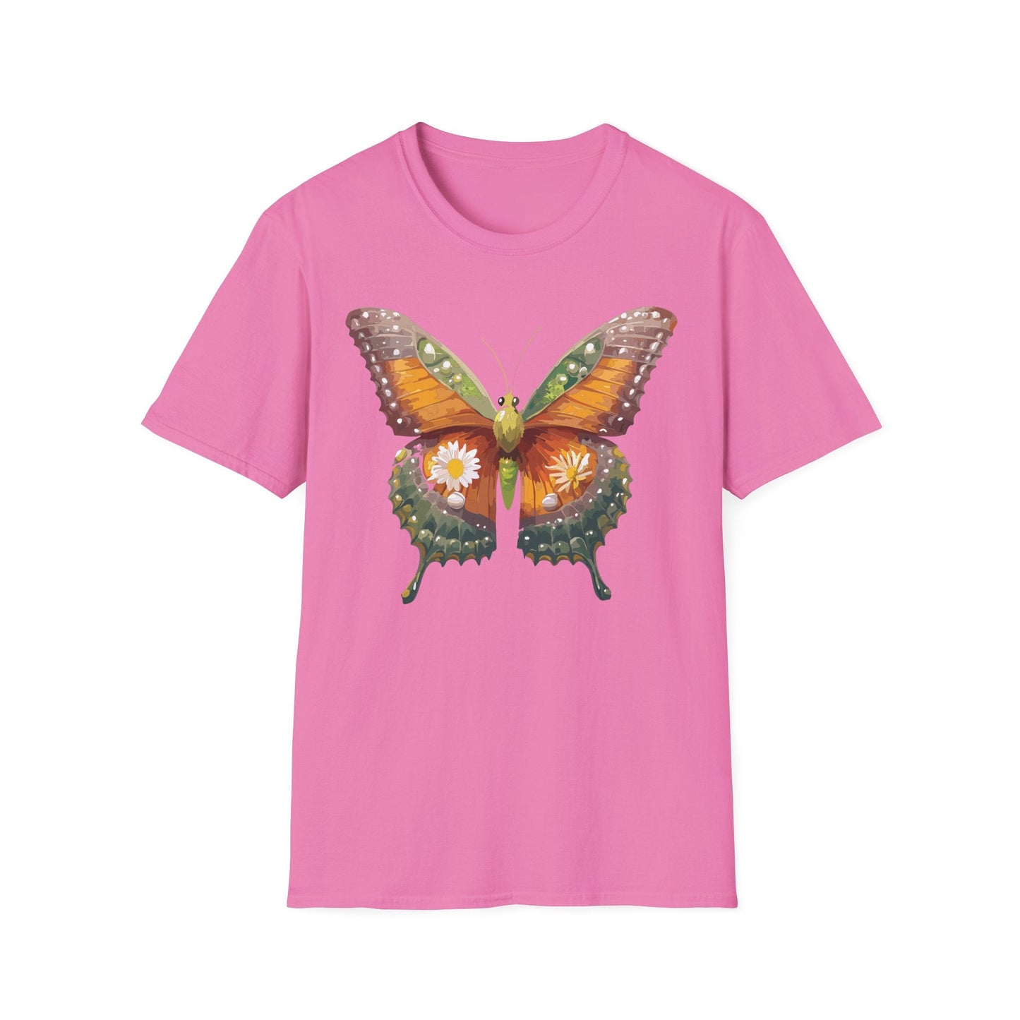 Butterfly T Shirt Unisex Monarch Shirt Gildan Softstyle 64000 100 Percent Ring Spun Cotton